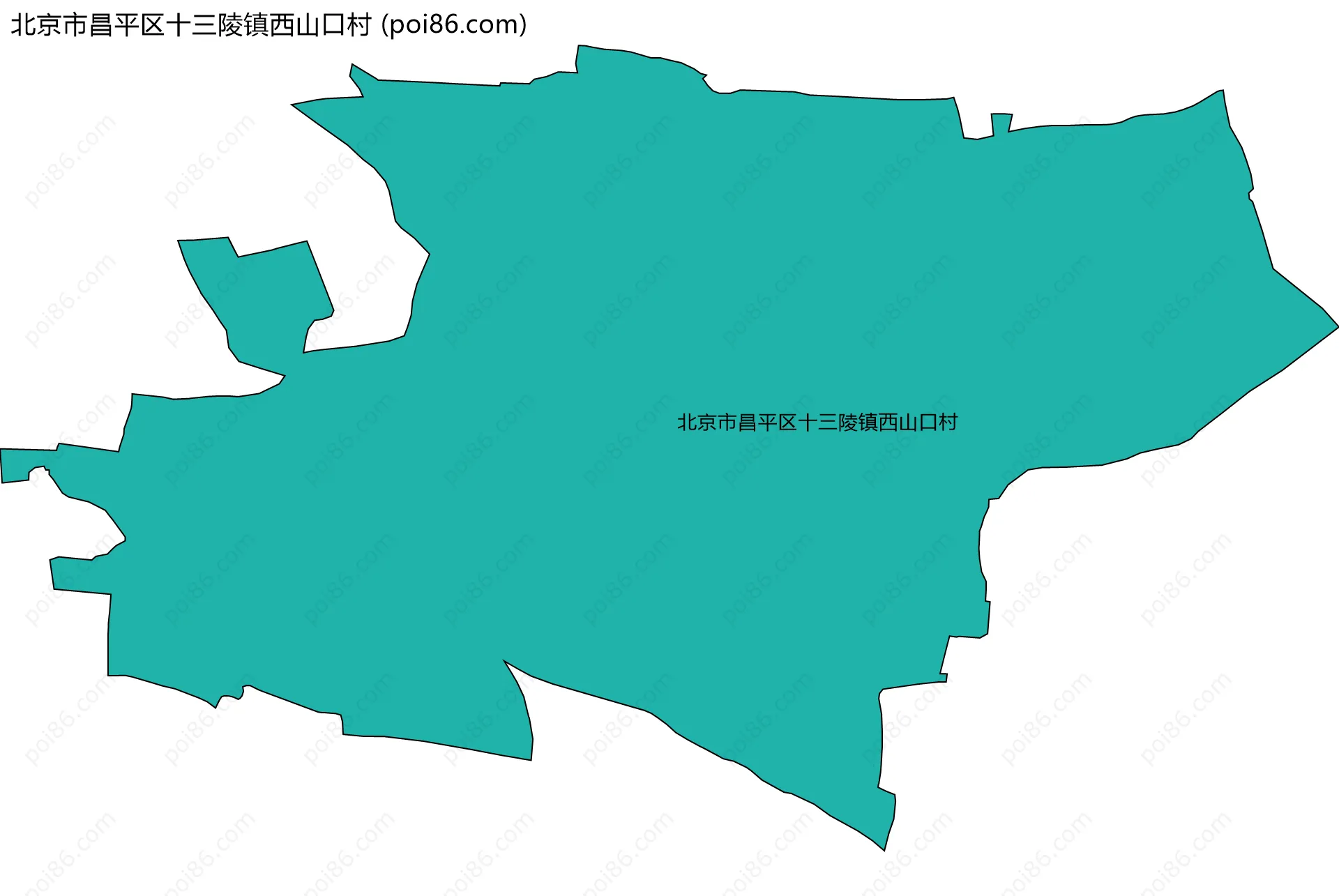 北京市昌平区十三陵镇西山口村边界地图