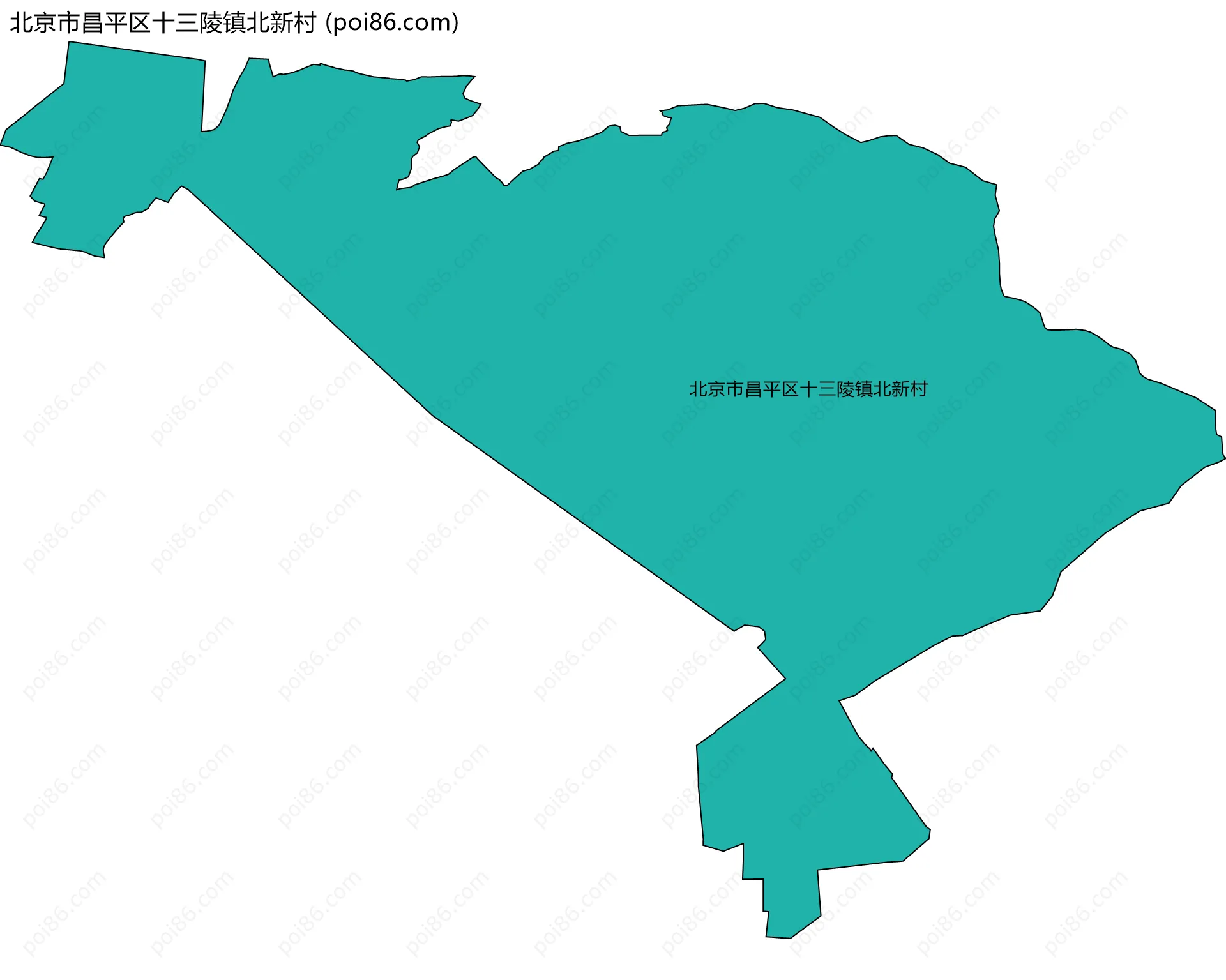 北京市昌平区十三陵镇北新村边界地图