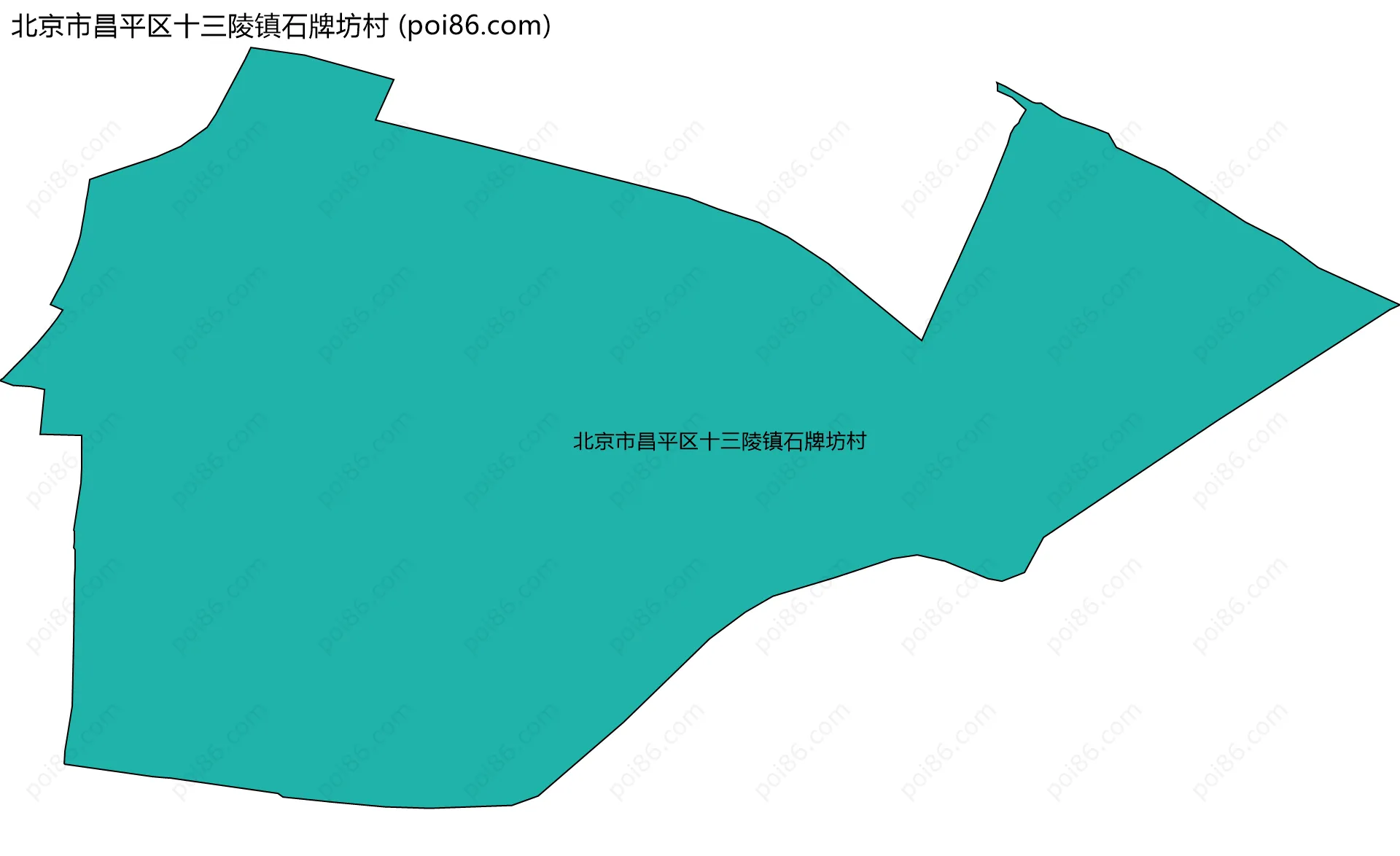 北京市昌平区十三陵镇石牌坊村边界地图