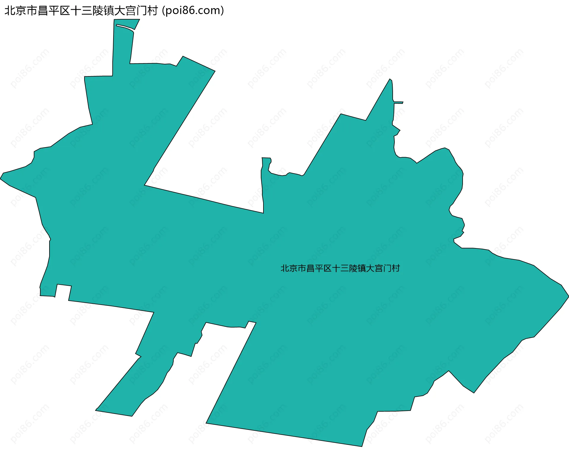 北京市昌平区十三陵镇大宫门村边界地图