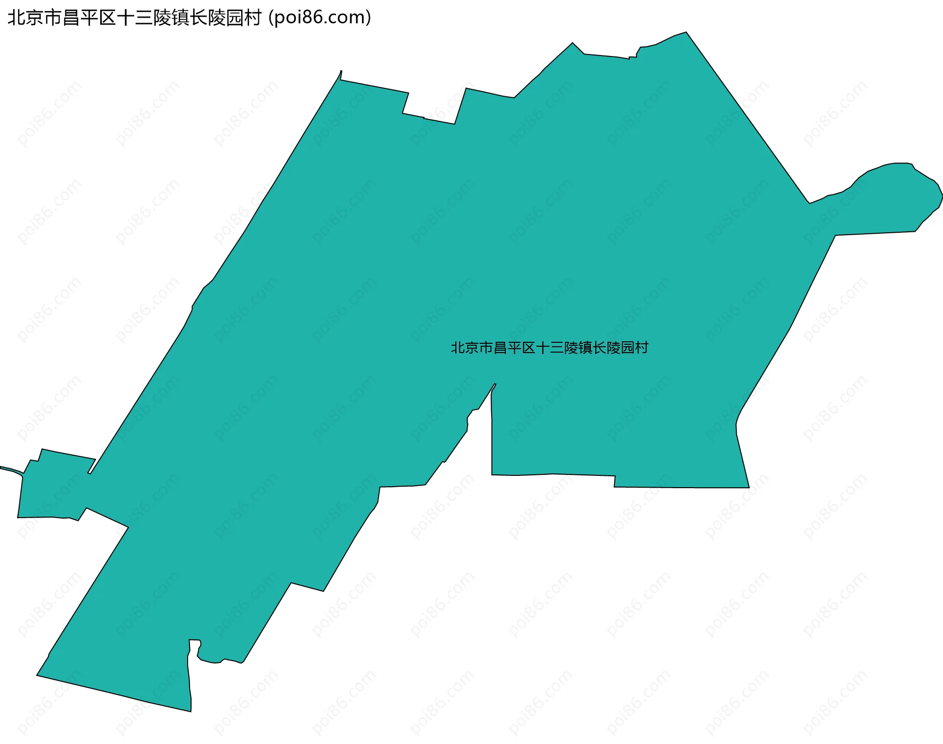 北京市昌平区十三陵镇长陵园村边界地图