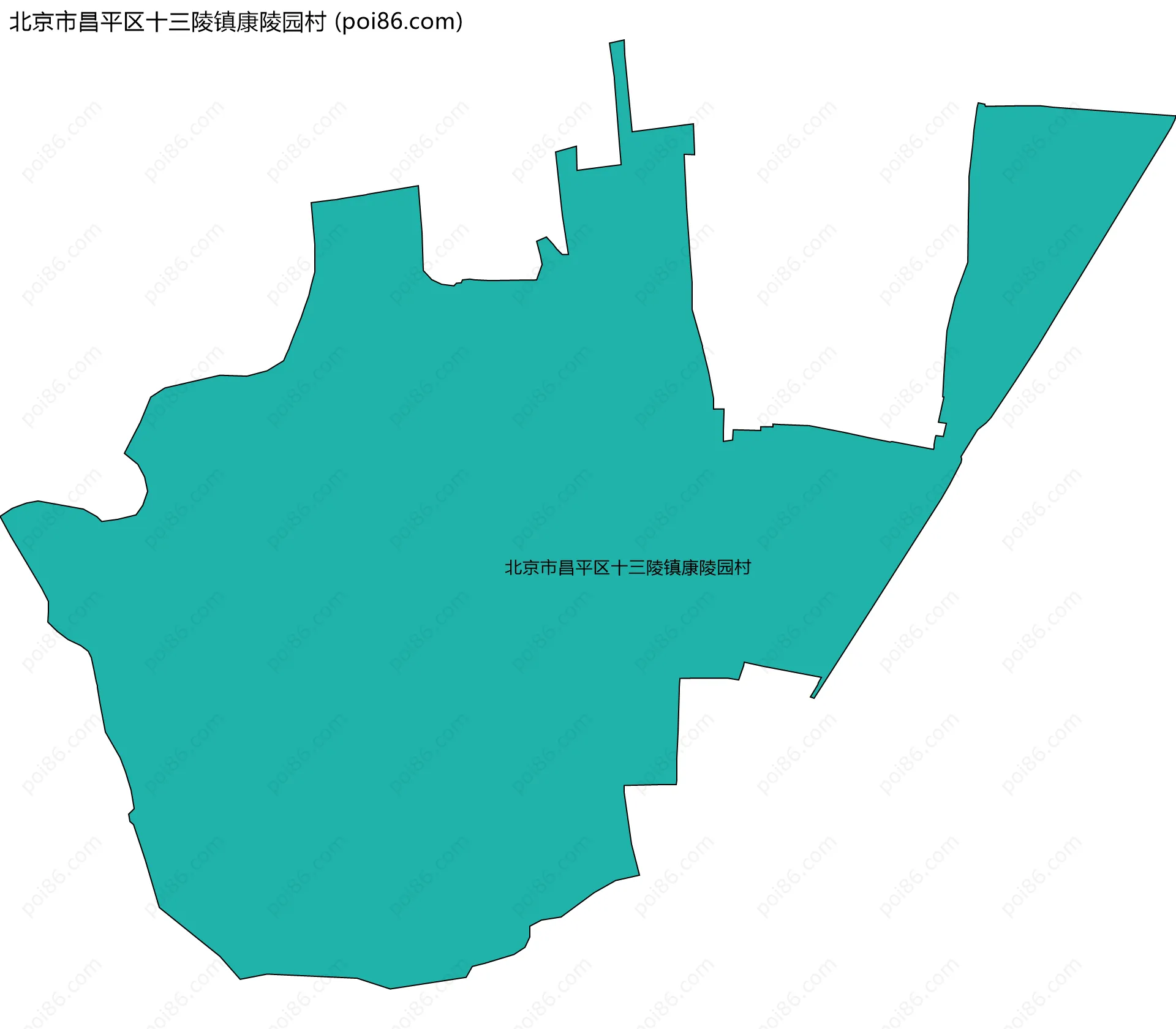 北京市昌平区十三陵镇康陵园村边界地图