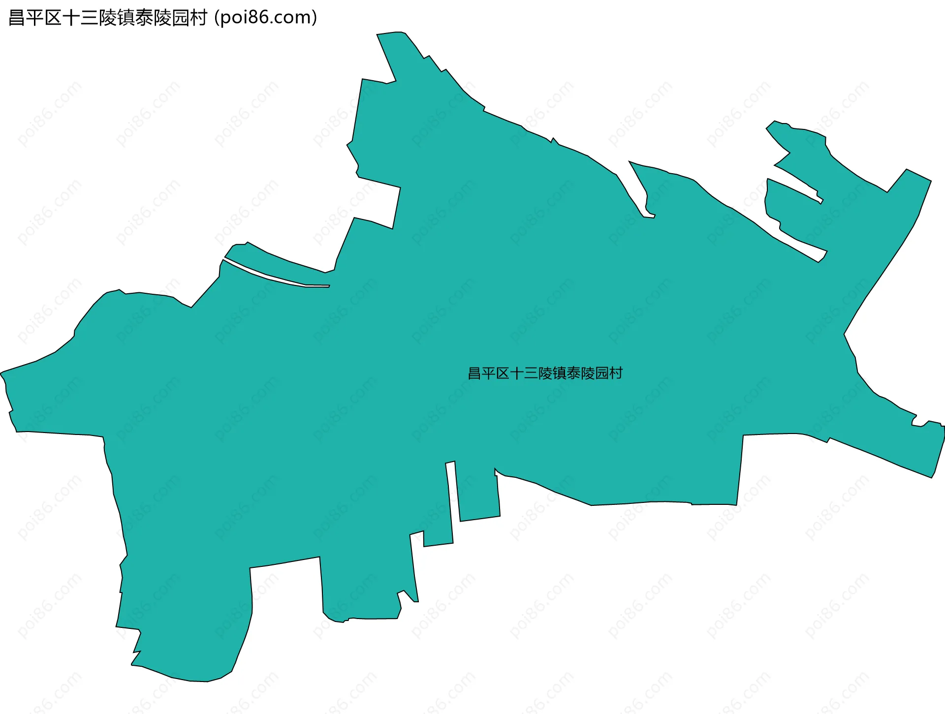 昌平区十三陵镇泰陵园村边界地图