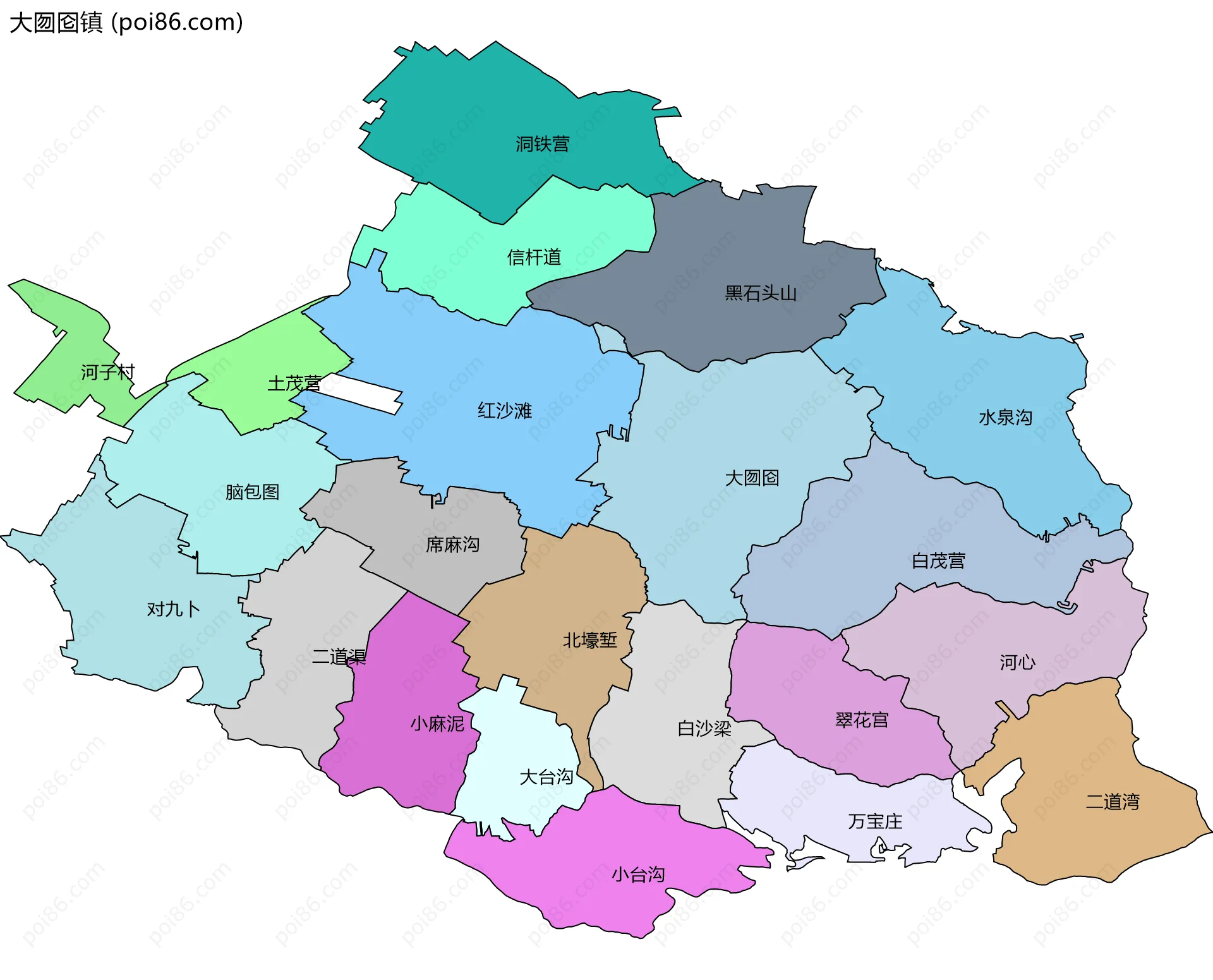 大囫囵镇边界地图(五级行政区划)