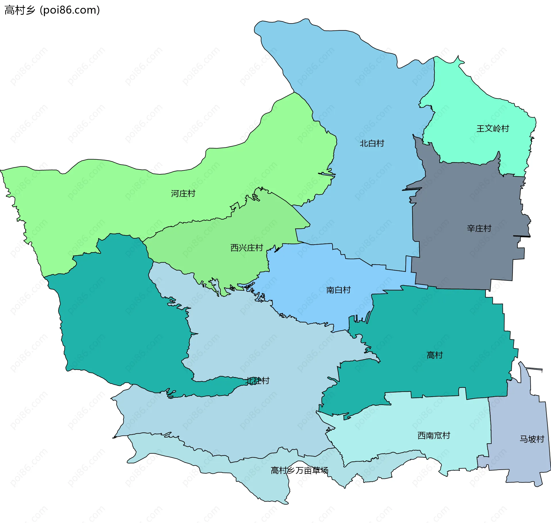 高村乡边界地图(五级行政区划)