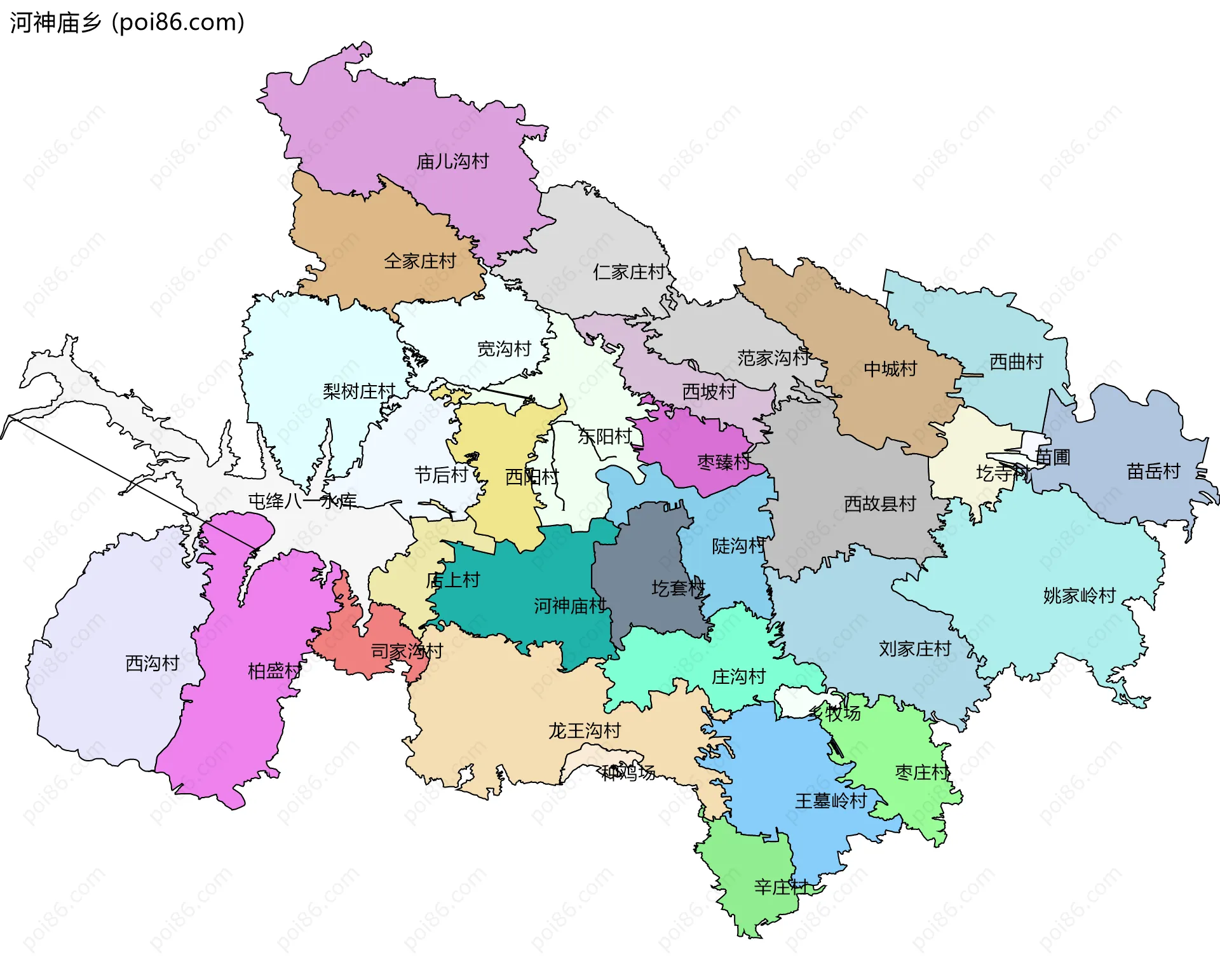 河神庙乡边界地图(五级行政区划)