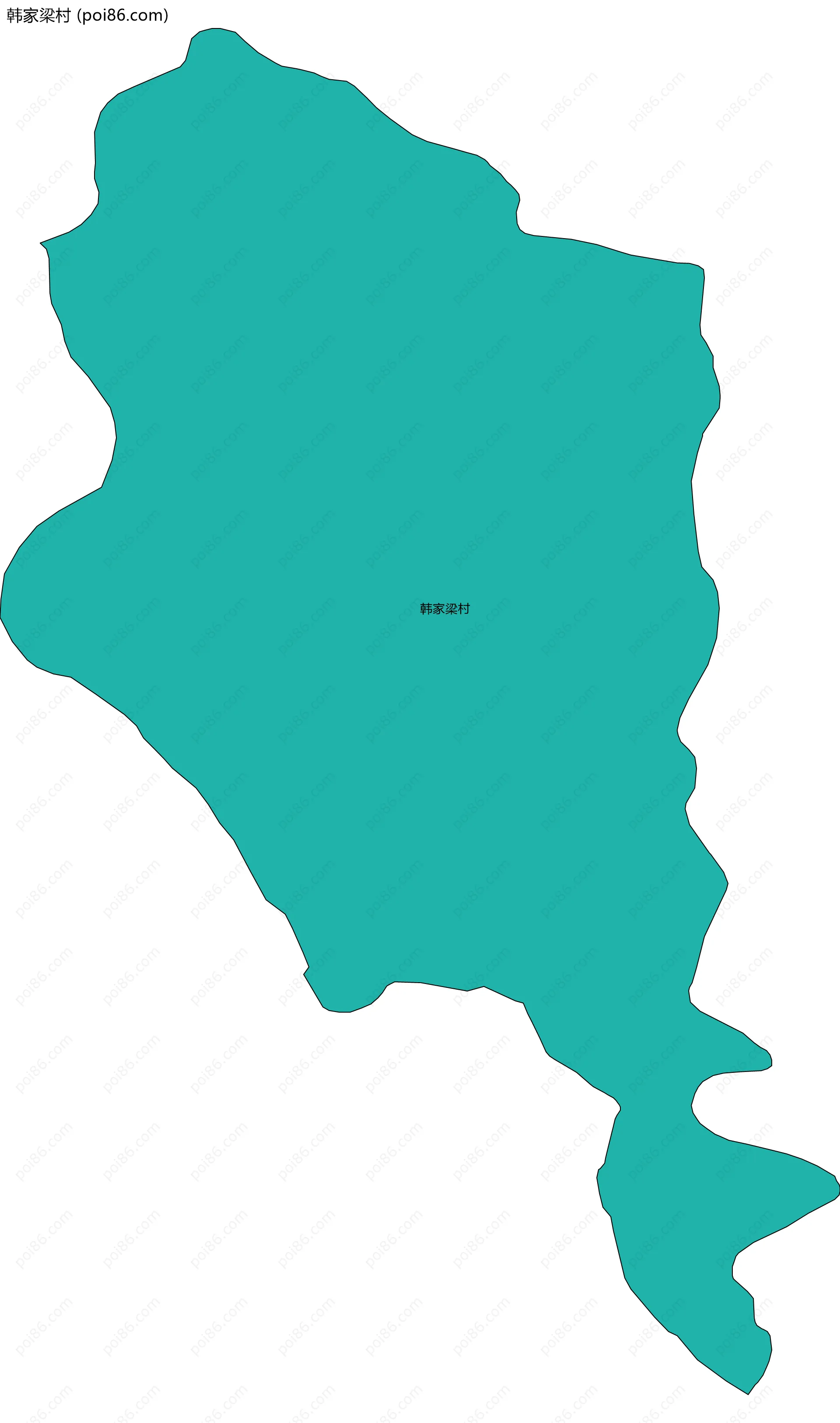 韩家梁村边界地图