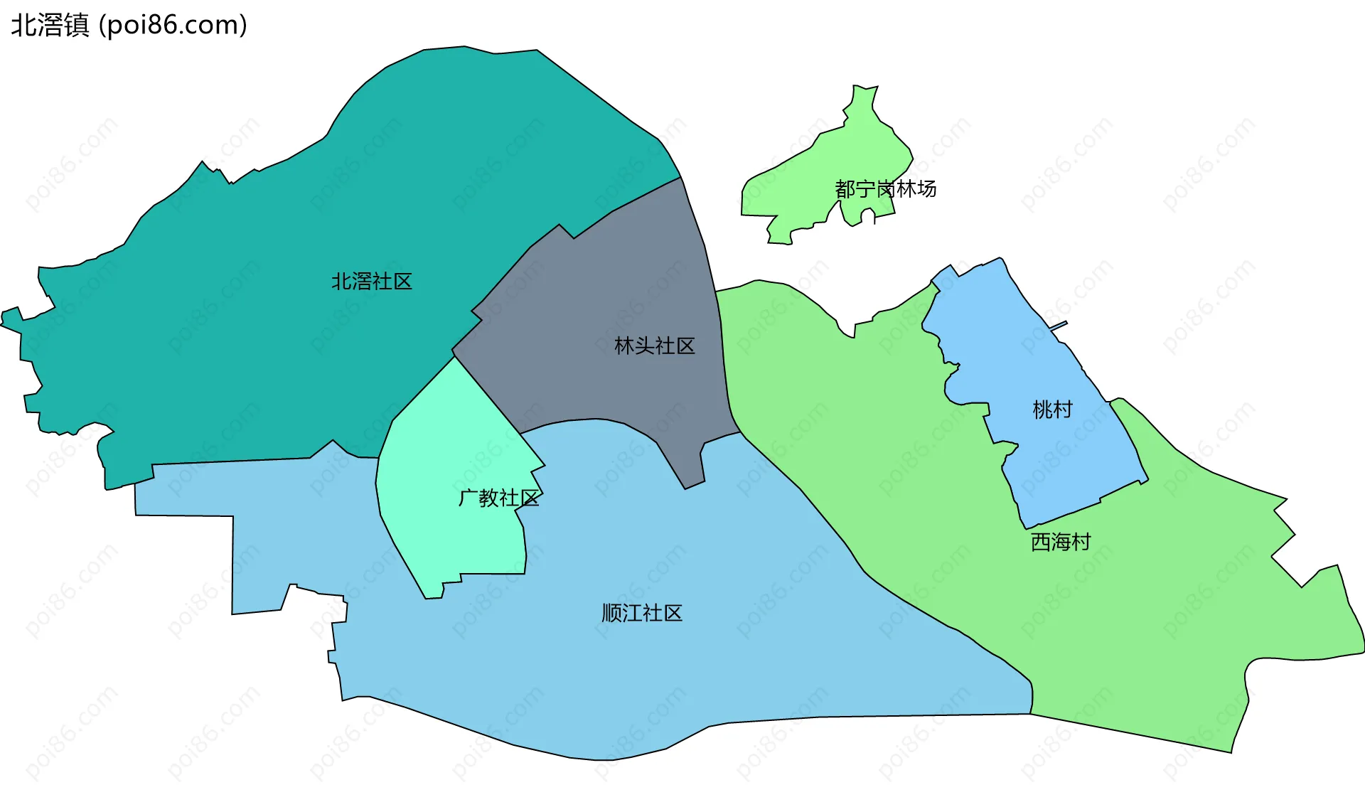 北滘镇边界地图(五级行政区划)