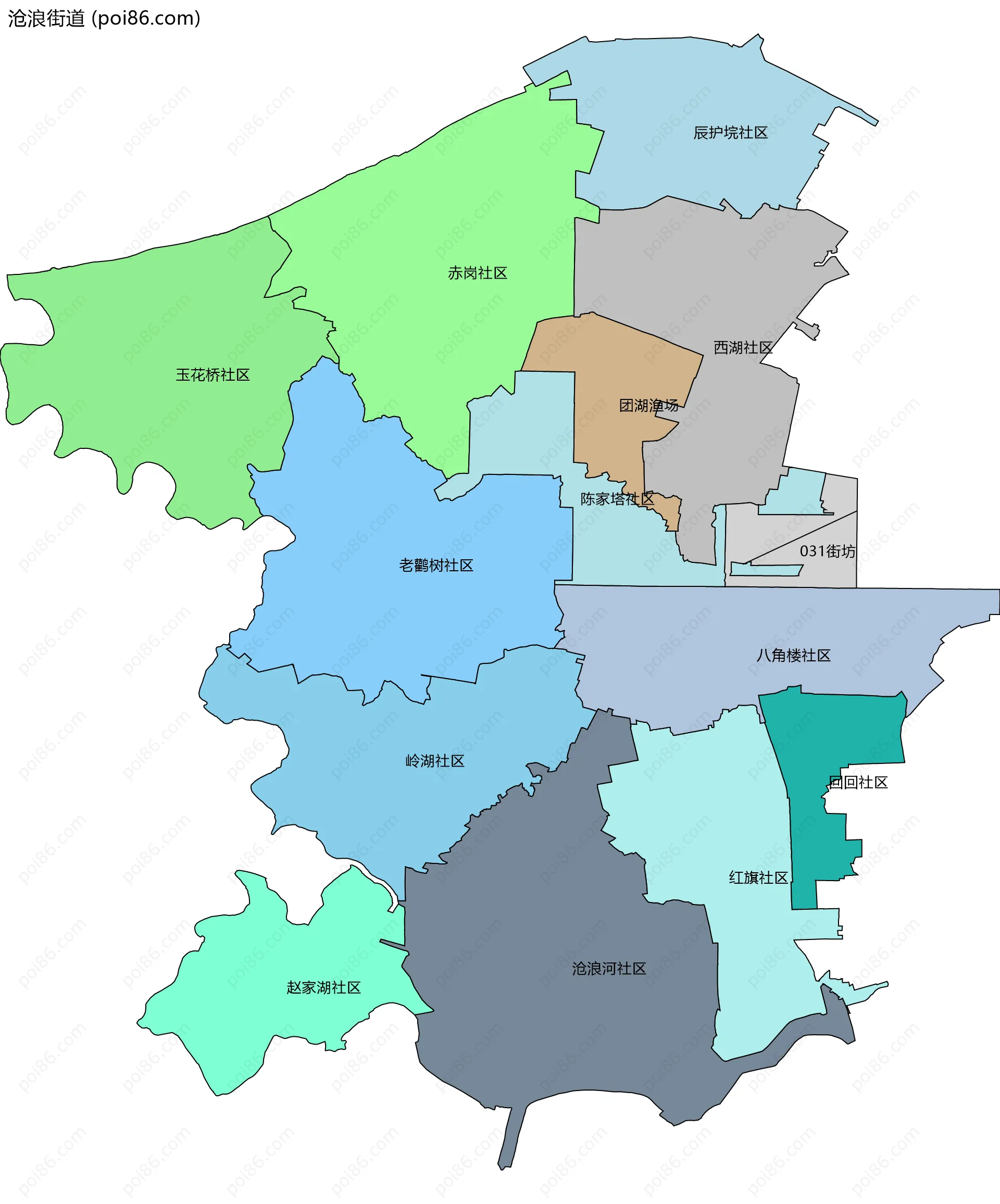 沧浪街道边界地图(五级行政区划)