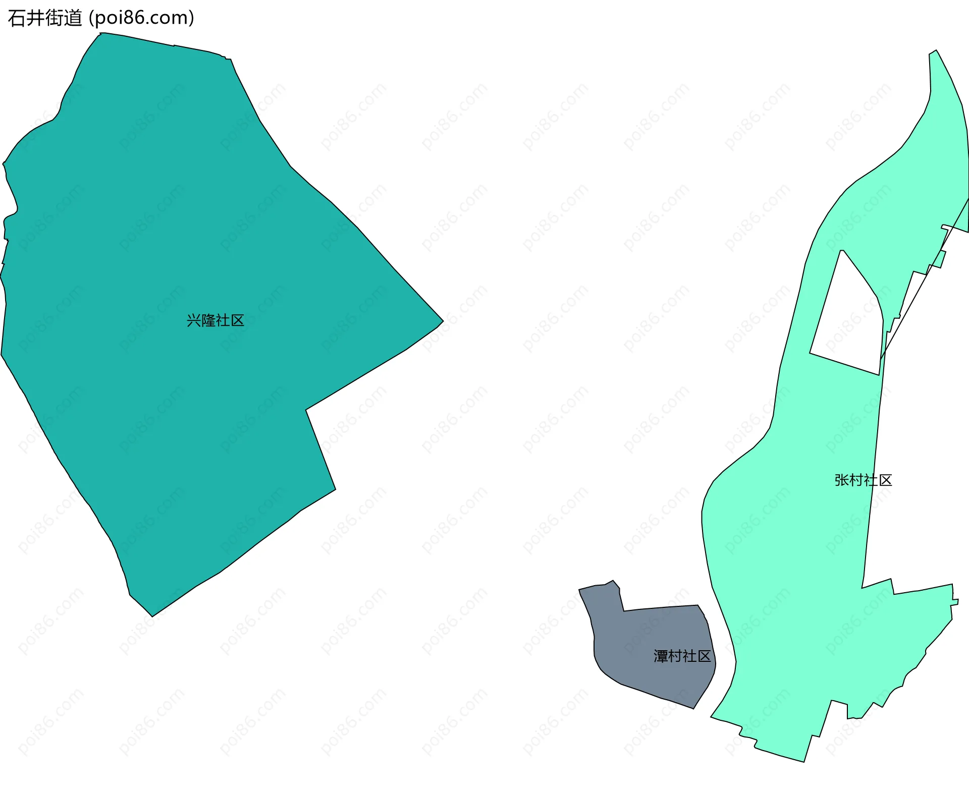 石井街道边界地图(五级行政区划)