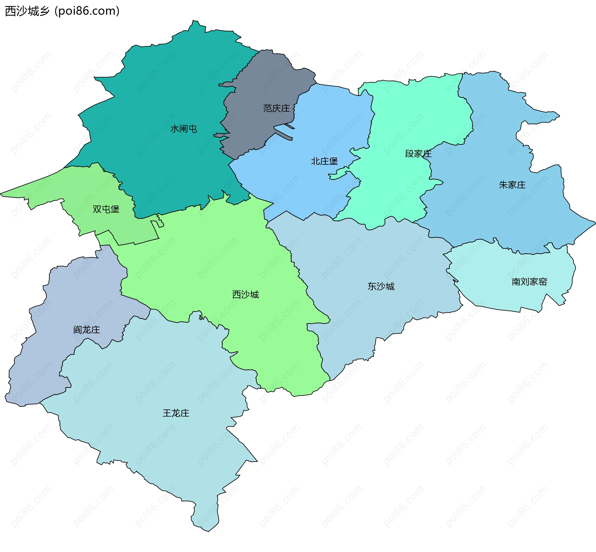 西沙城乡边界地图(五级行政区划)