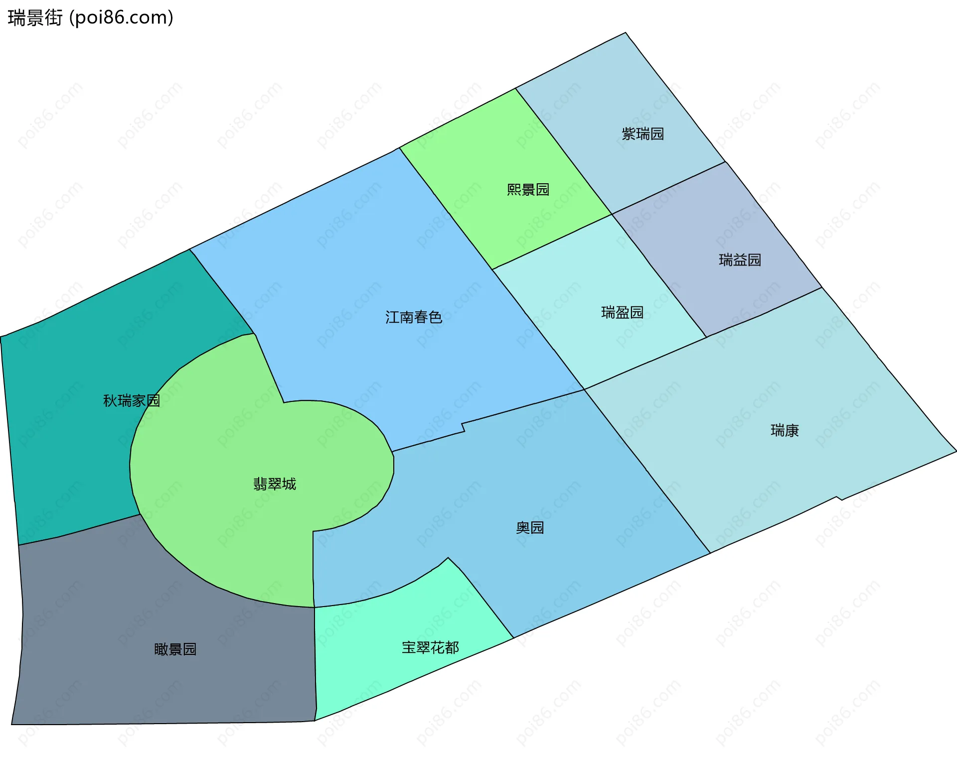 瑞景街边界地图(五级行政区划)