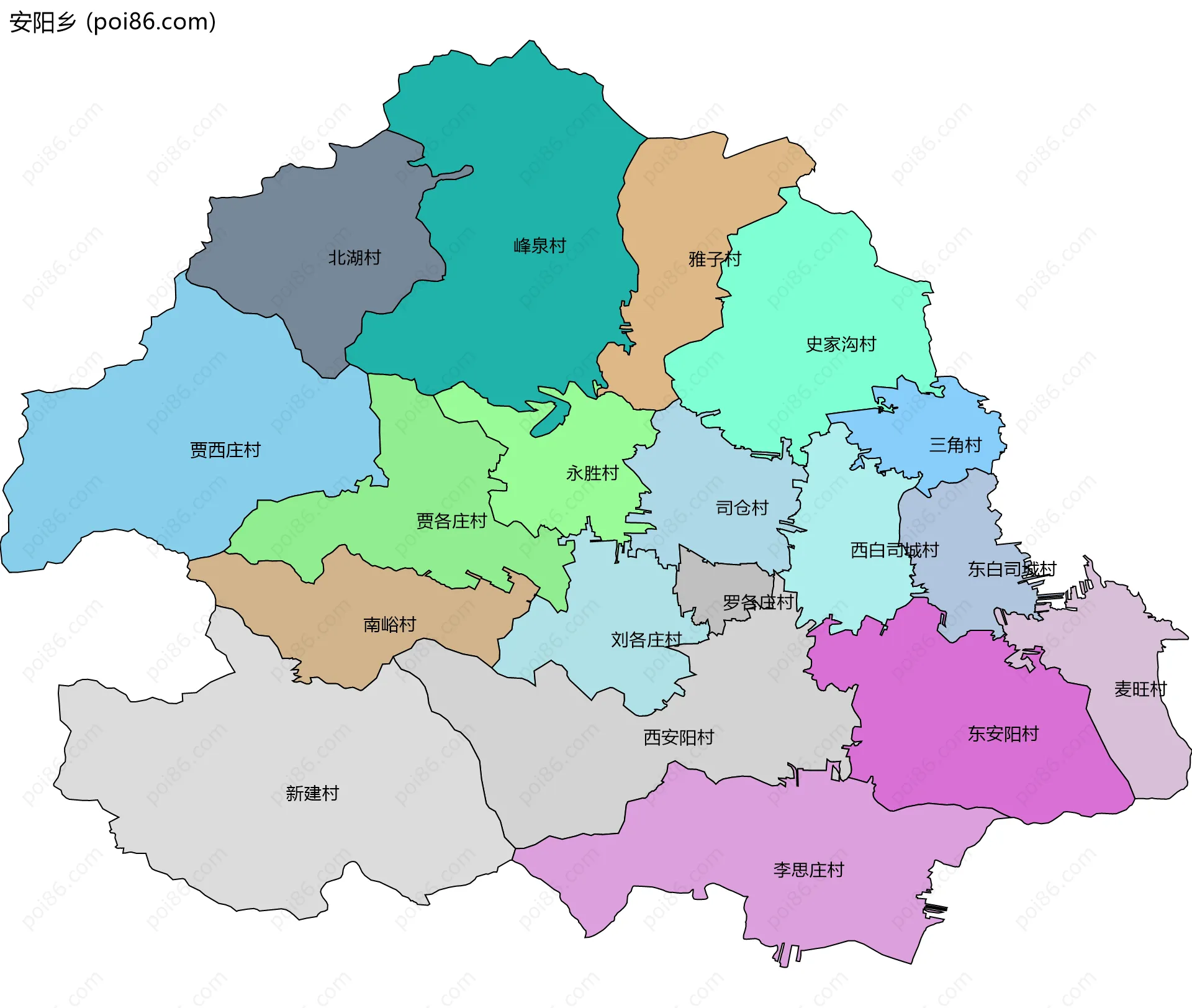 安阳乡边界地图(五级行政区划)