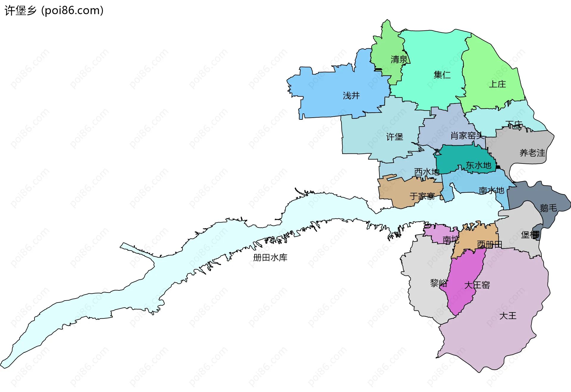 许堡乡边界地图(五级行政区划)