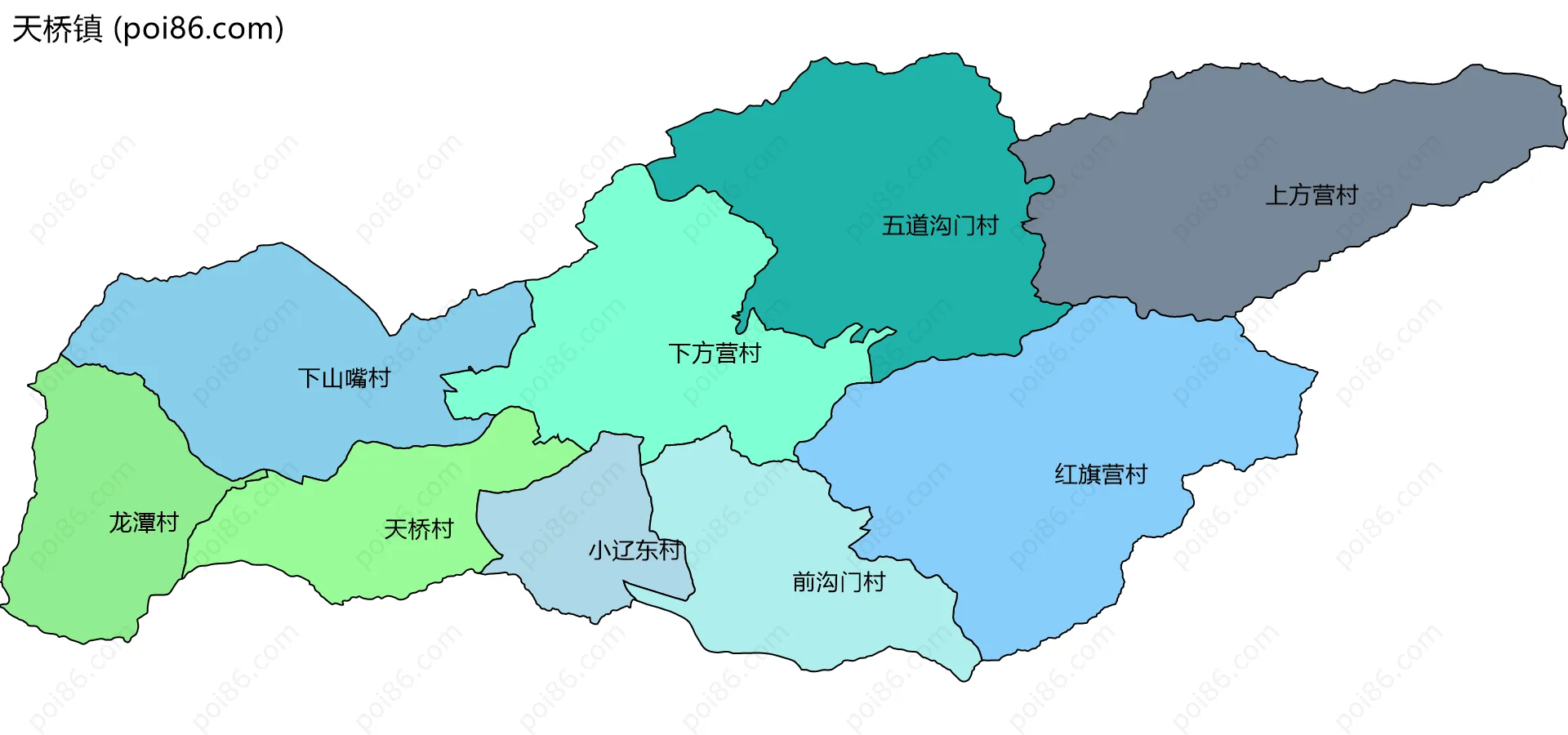 天桥镇边界地图(五级行政区划)