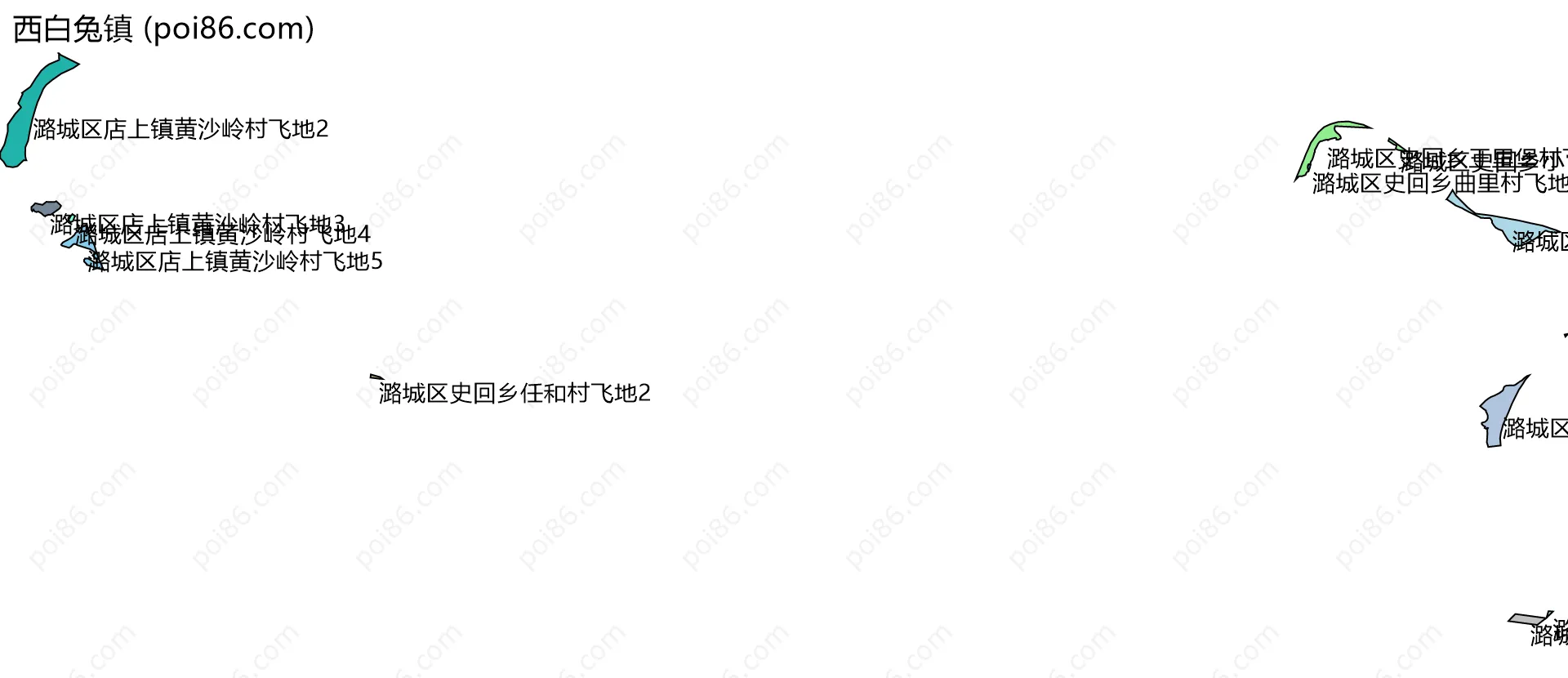 西白兔镇边界地图(五级行政区划)