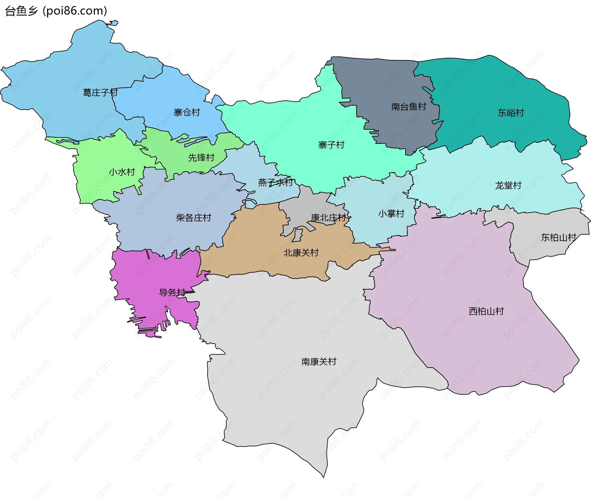 台鱼乡边界地图(五级行政区划)