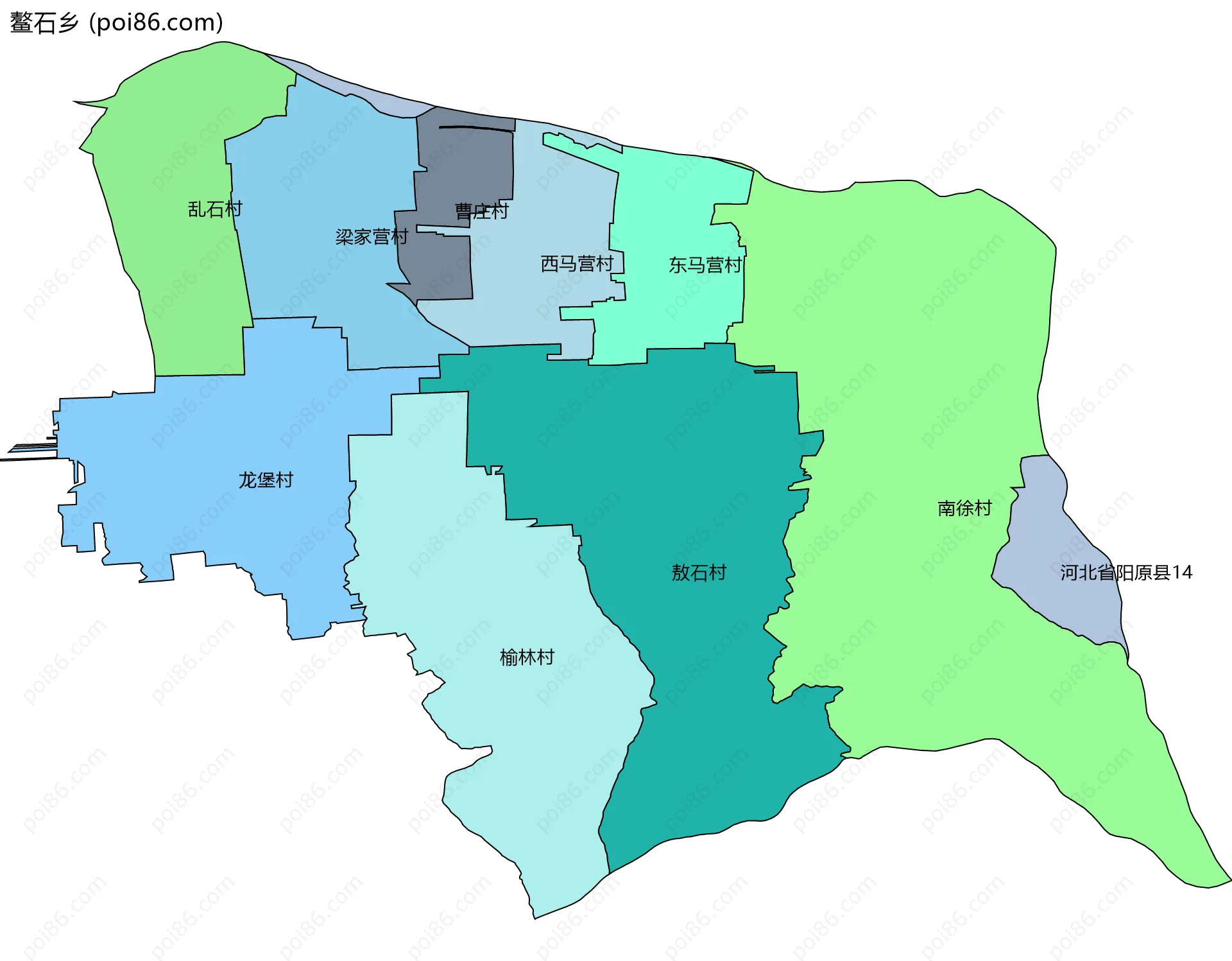 鳌石乡边界地图(五级行政区划)