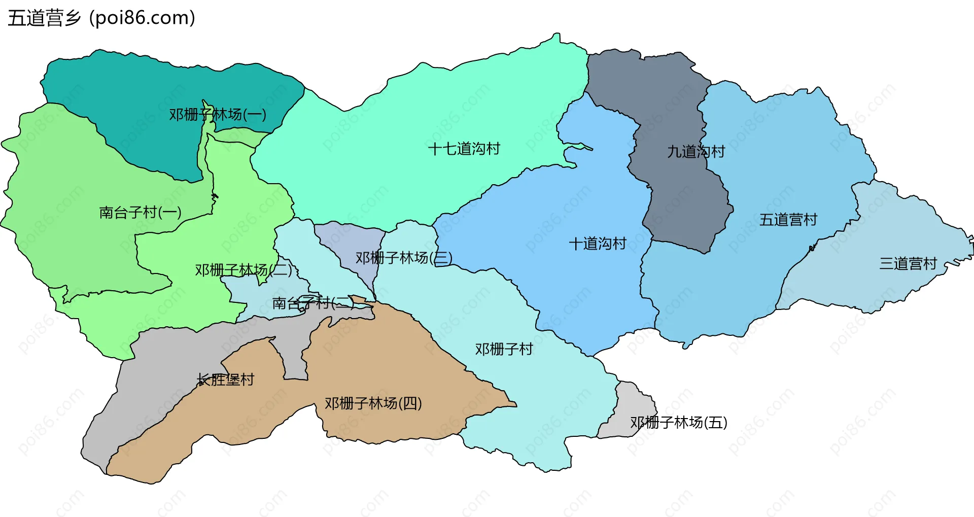 五道营乡边界地图(五级行政区划)