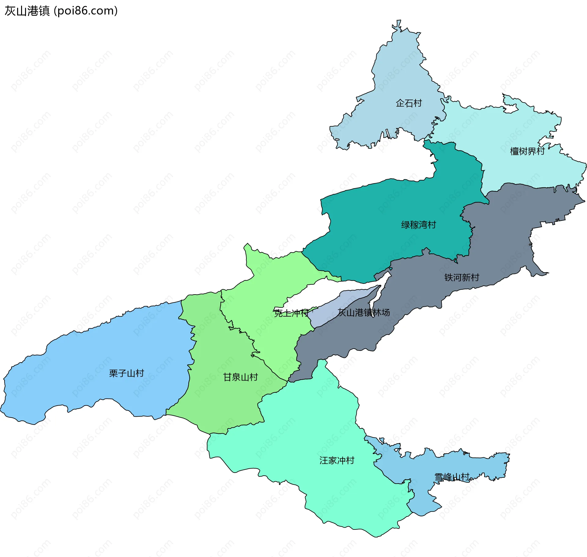 灰山港镇边界地图(五级行政区划)