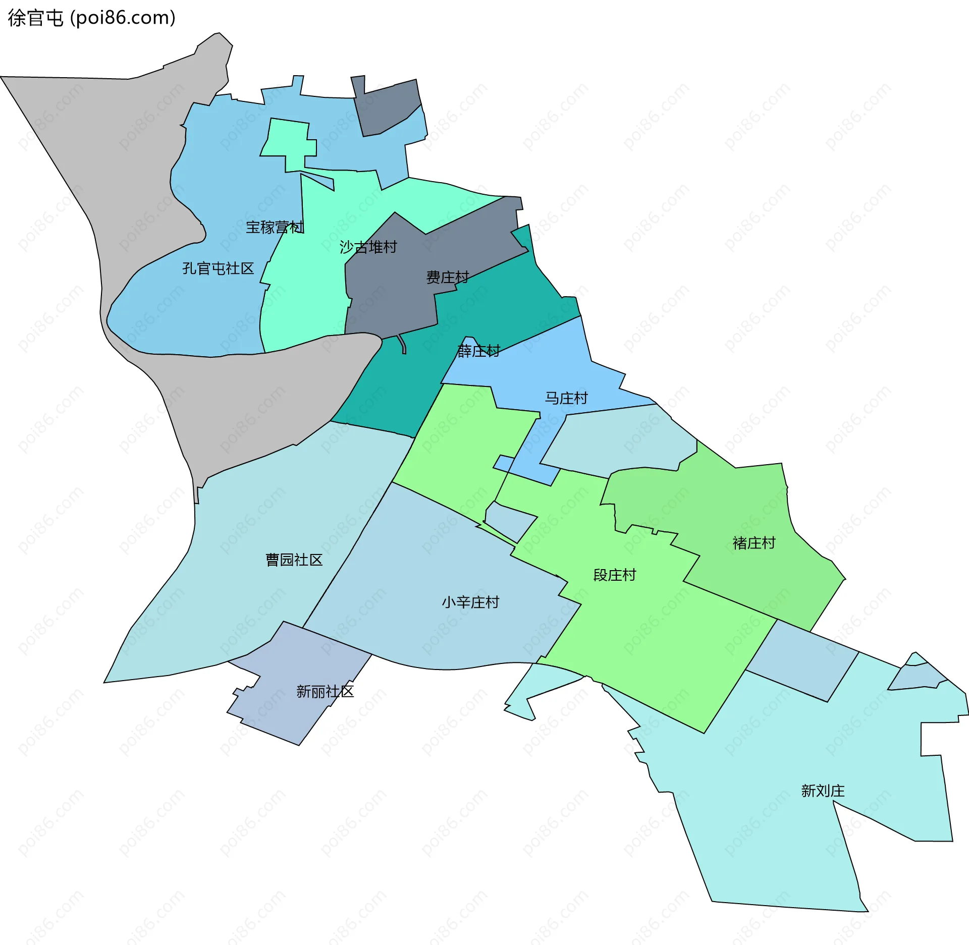徐官屯边界地图(五级行政区划)