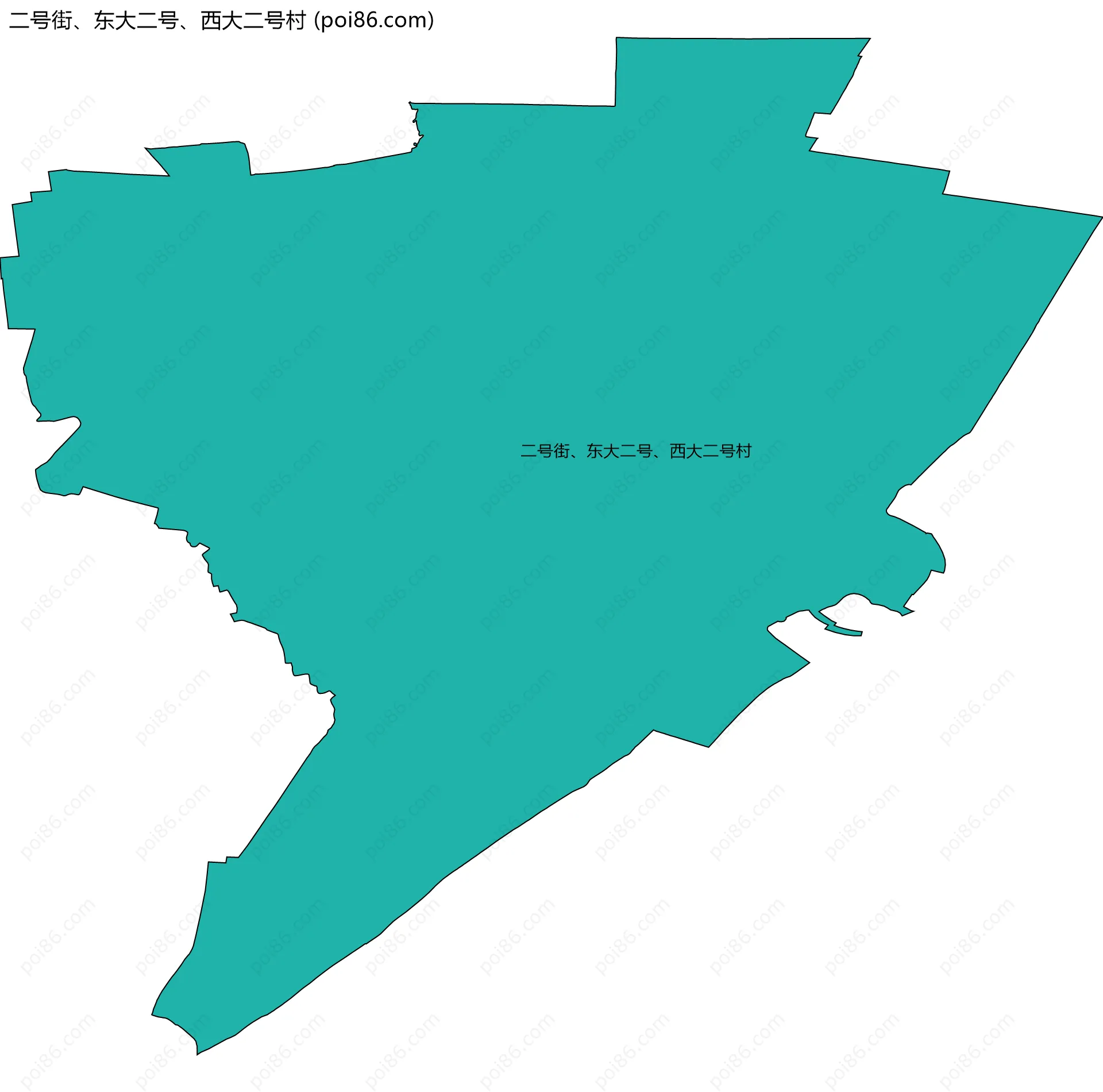 二号街、东大二号、西大二号村边界地图