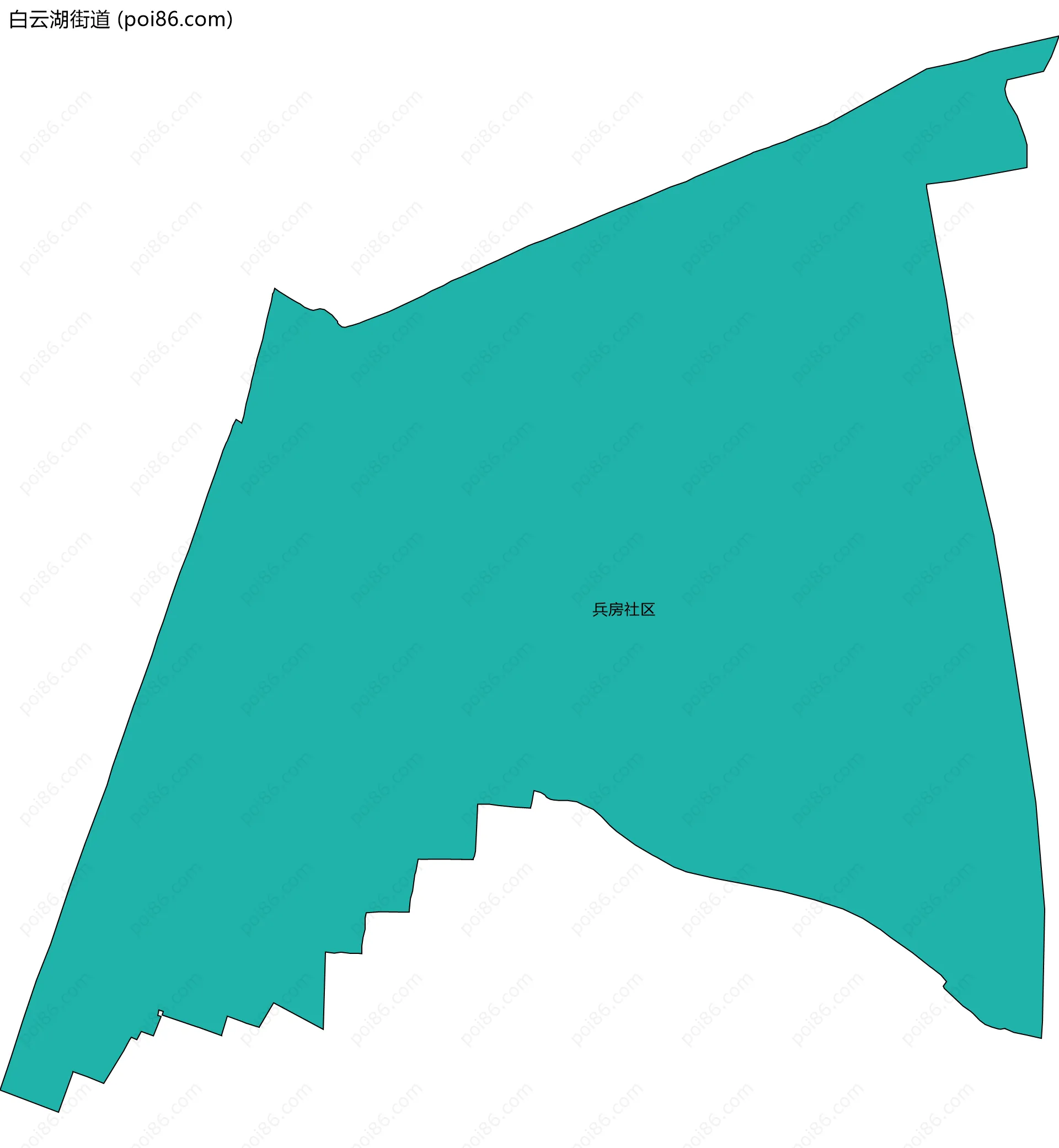 白云湖街道边界地图(五级行政区划)