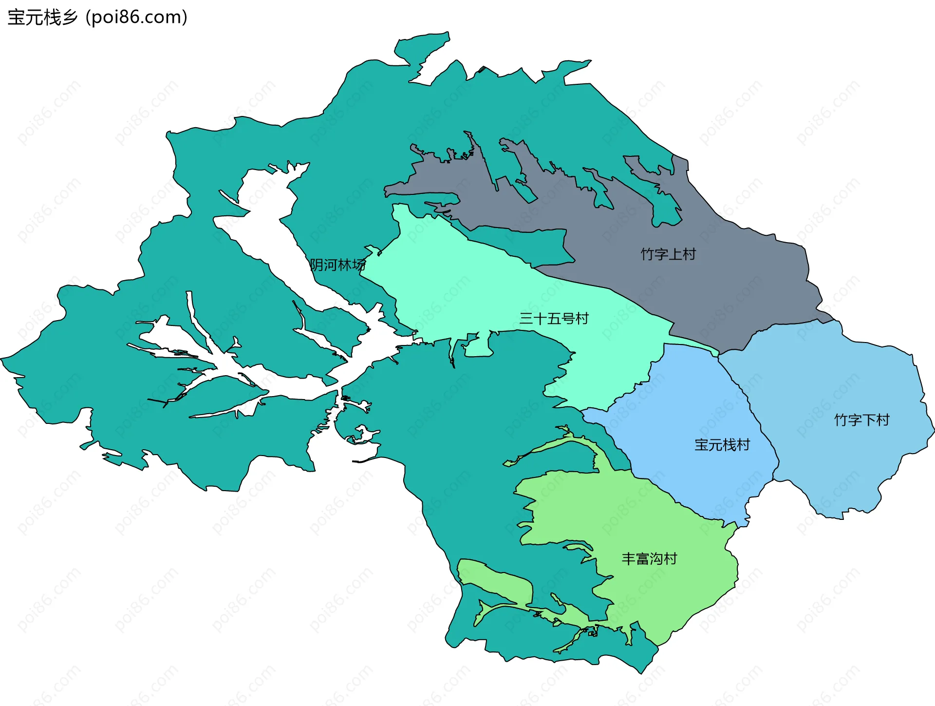 宝元栈乡边界地图(五级行政区划)