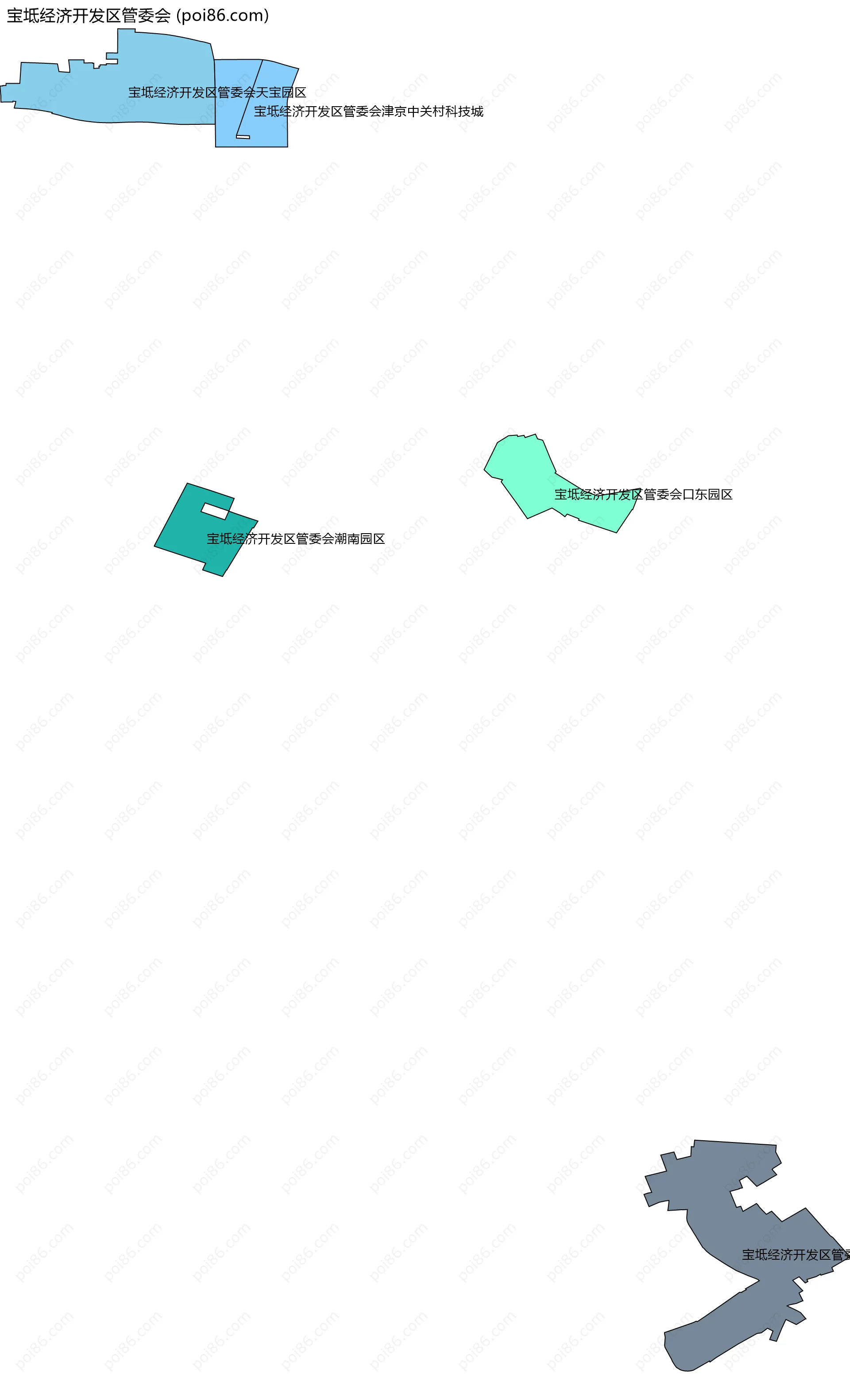 宝坻经济开发区管委会边界地图(五级行政区划)