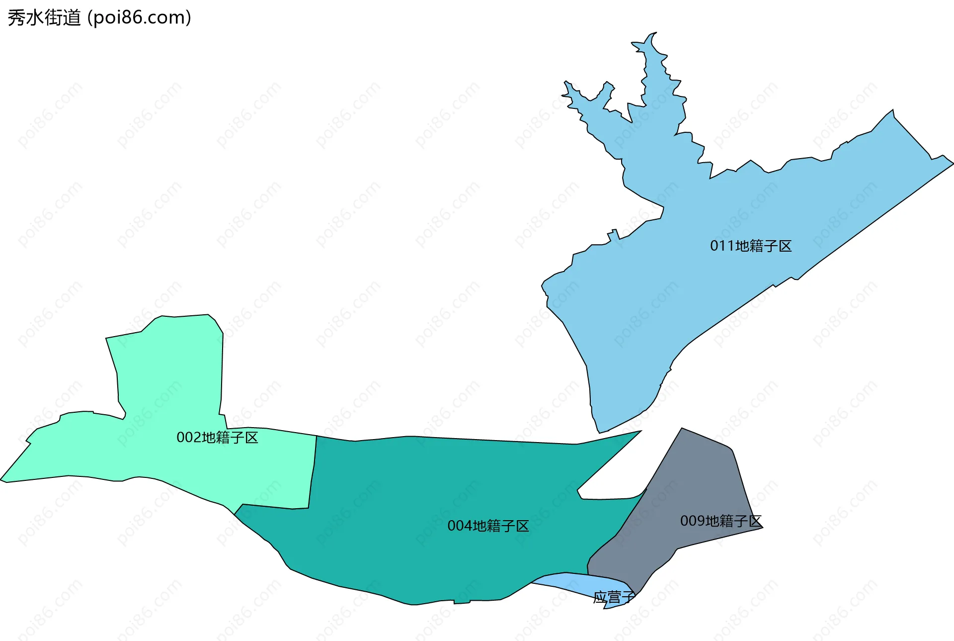 秀水街道边界地图(五级行政区划)