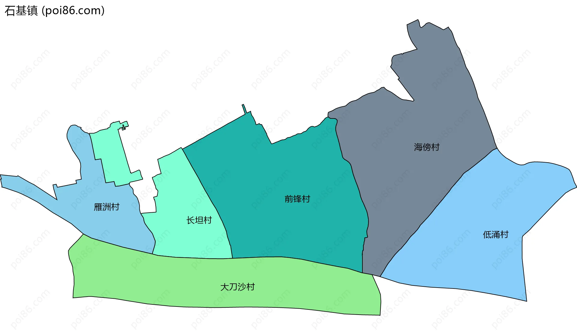 石基镇边界地图(五级行政区划)