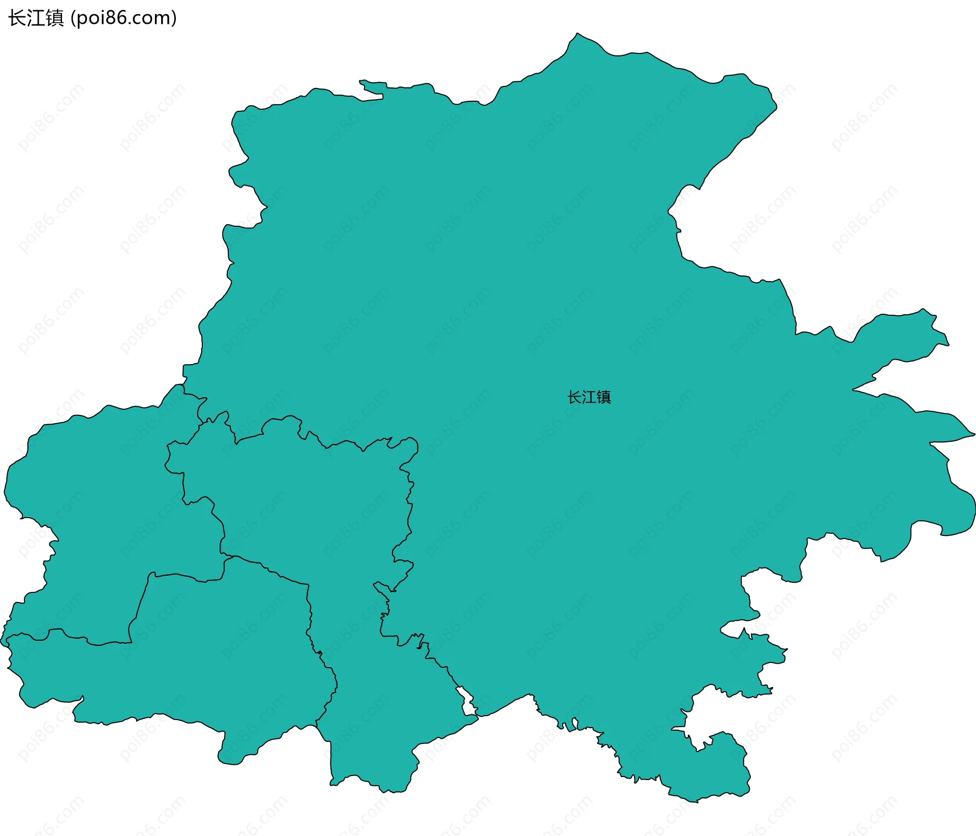 长江镇边界地图(五级行政区划)