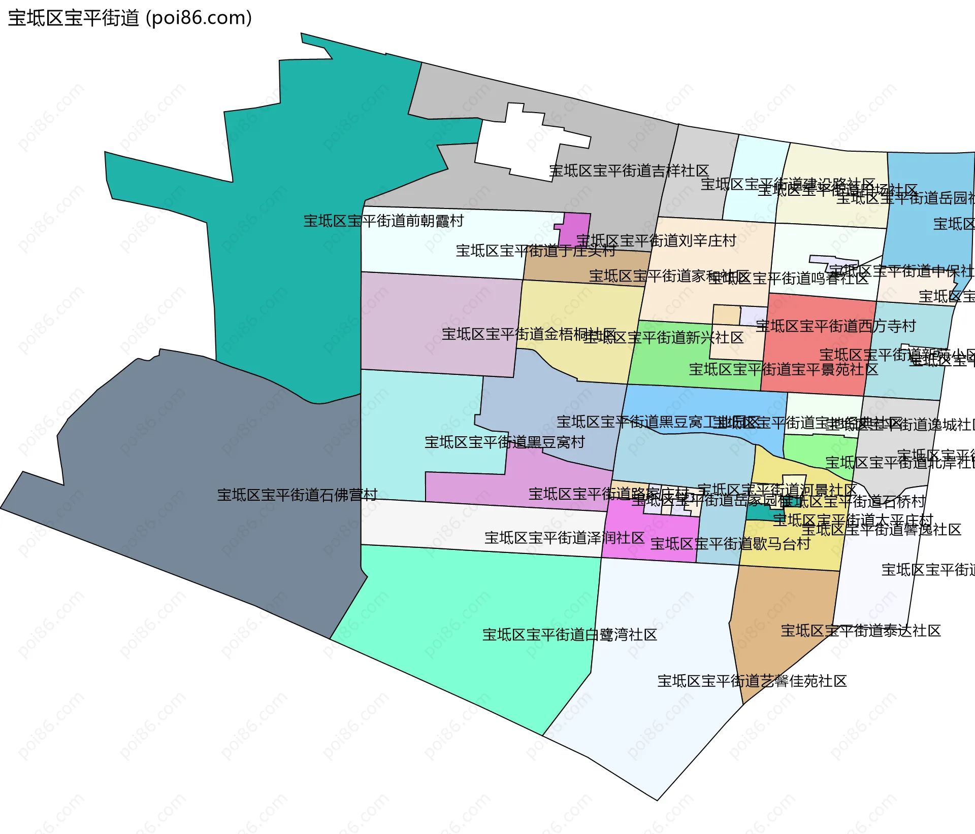 宝坻区宝平街道边界地图(五级行政区划)