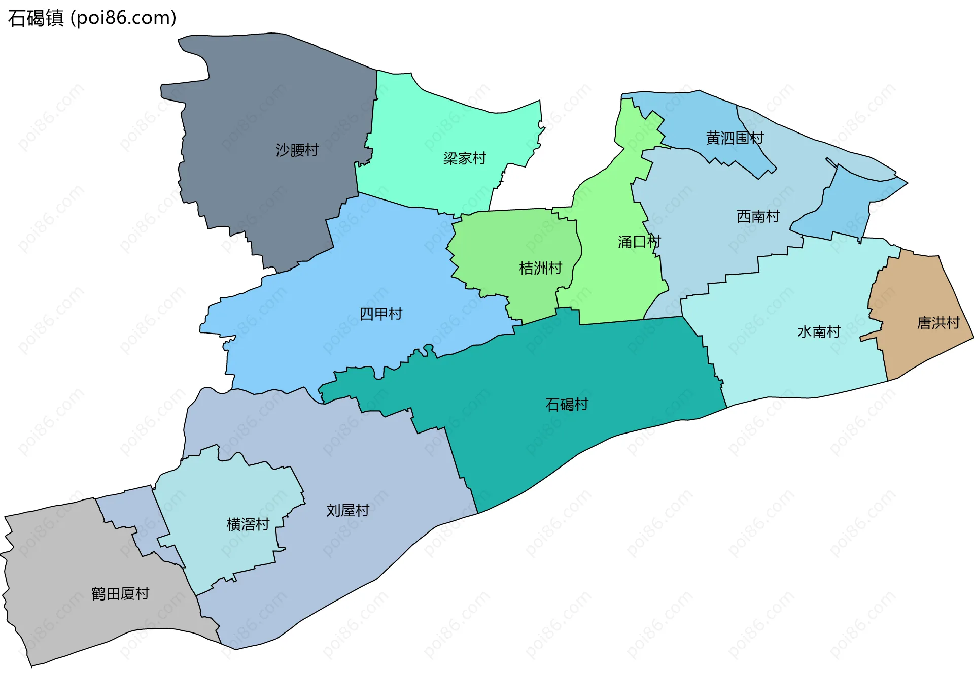 石碣镇边界地图(五级行政区划)