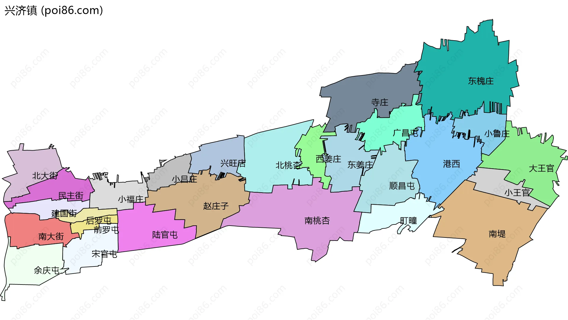 兴济镇边界地图(五级行政区划)