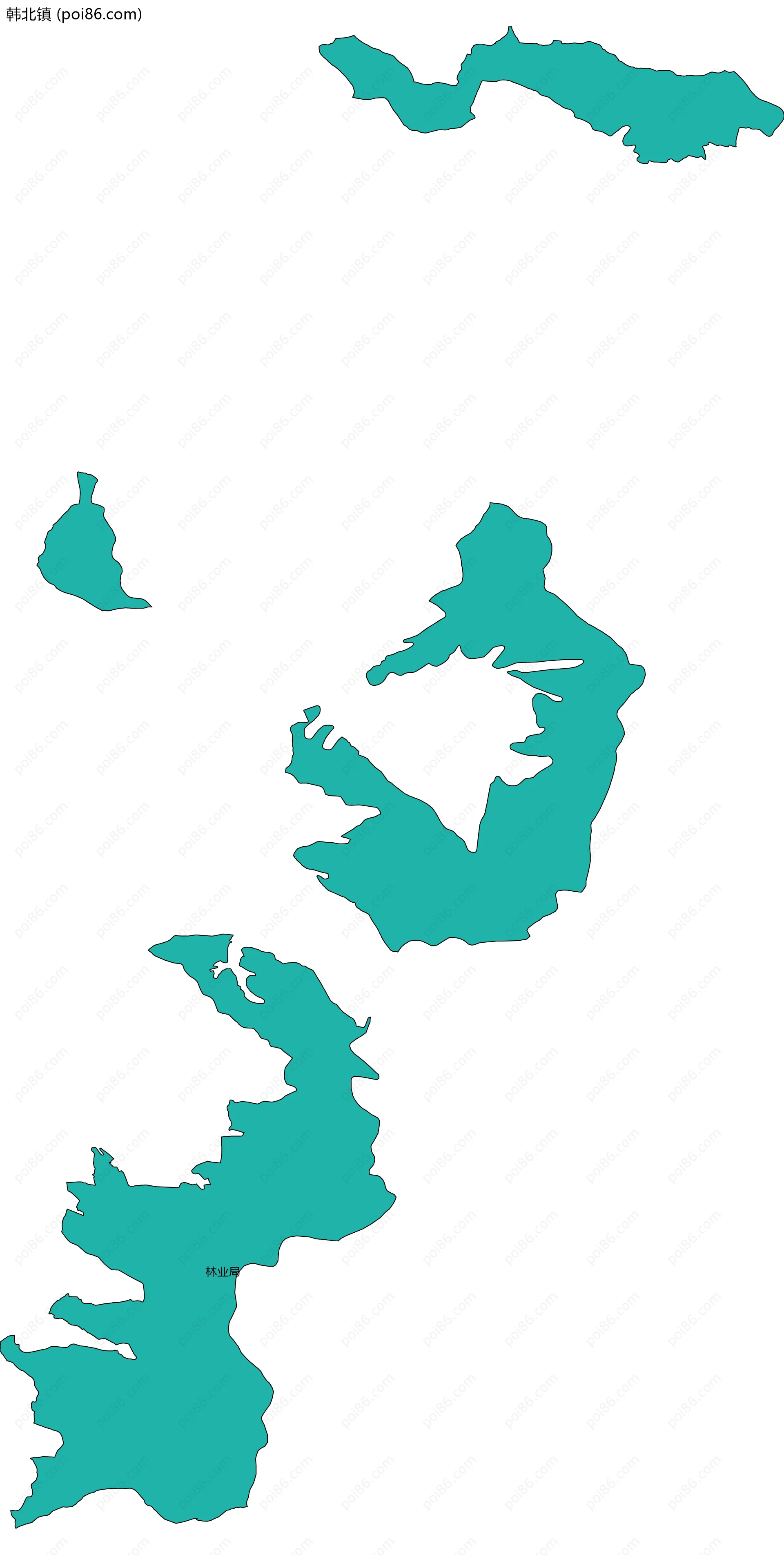 韩北镇边界地图(五级行政区划)