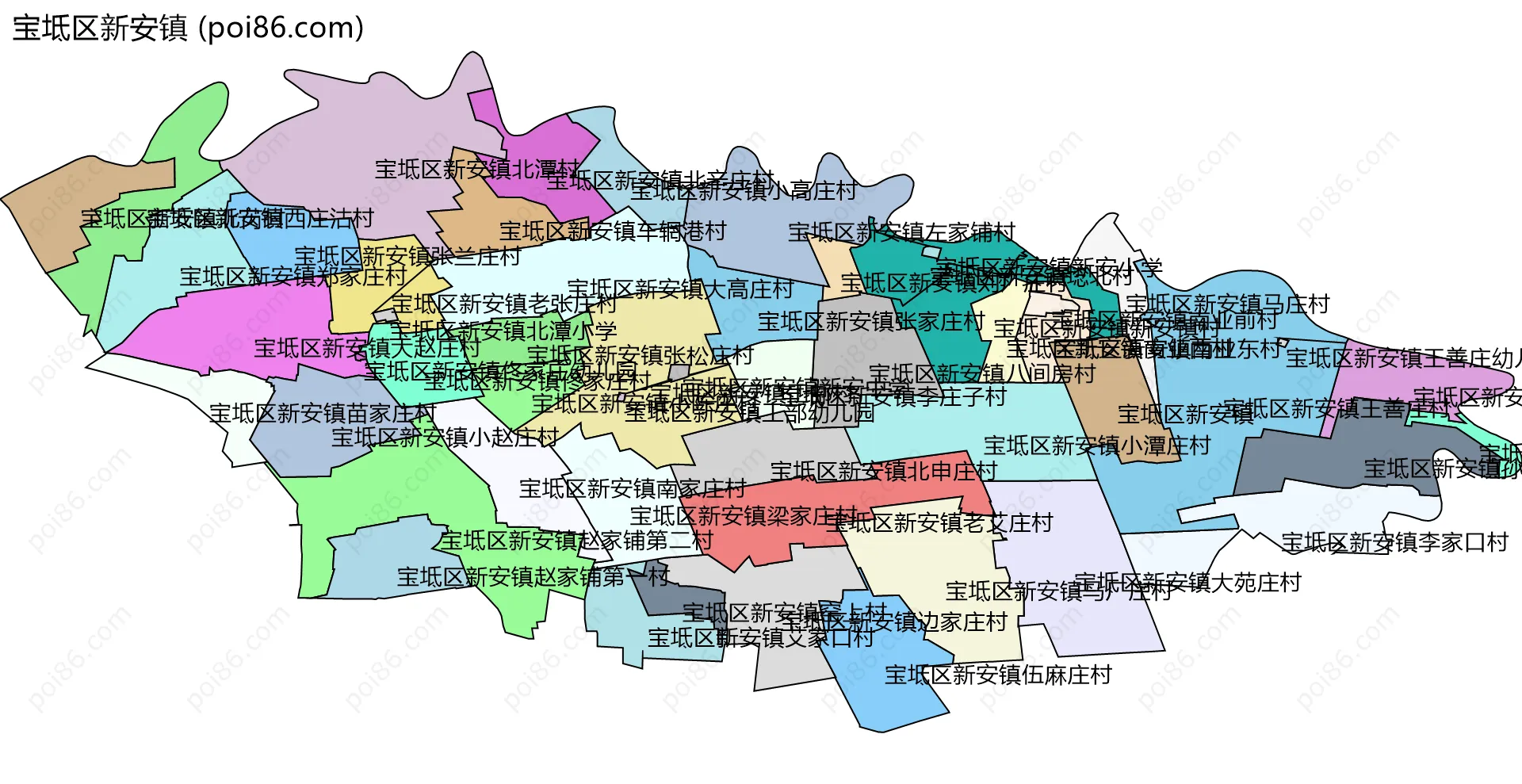 宝坻区新安镇边界地图(五级行政区划)