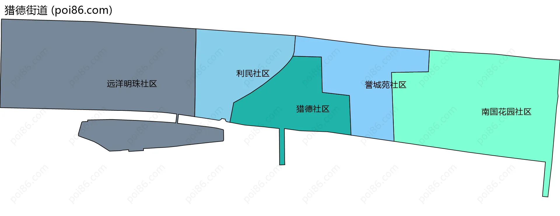 猎德街道边界地图(五级行政区划)