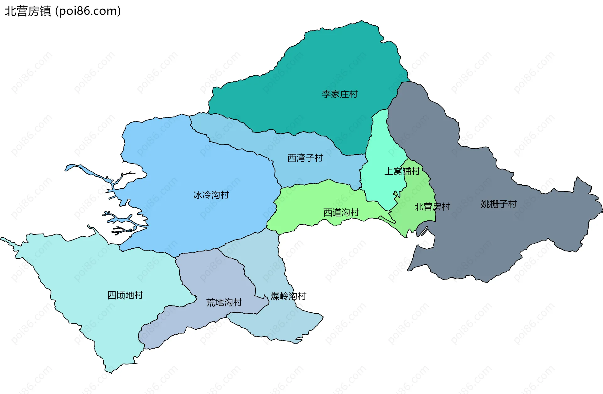 北营房镇边界地图(五级行政区划)