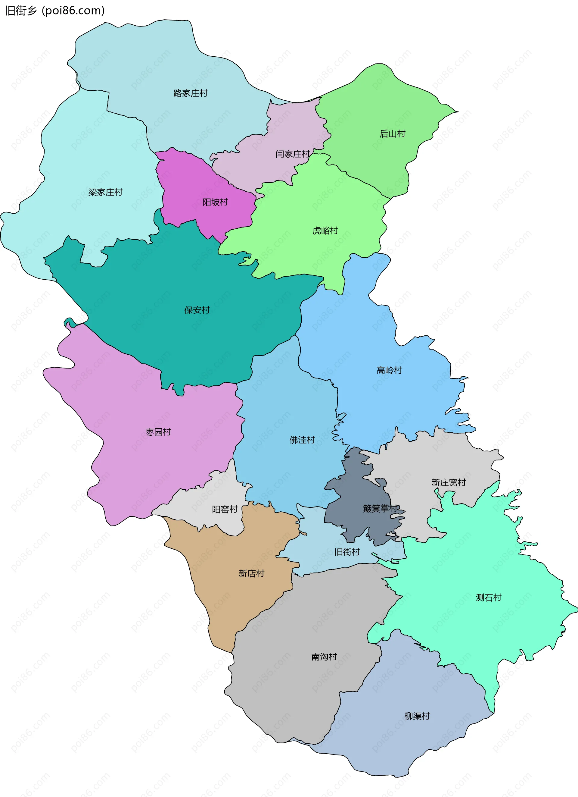 旧街乡边界地图(五级行政区划)