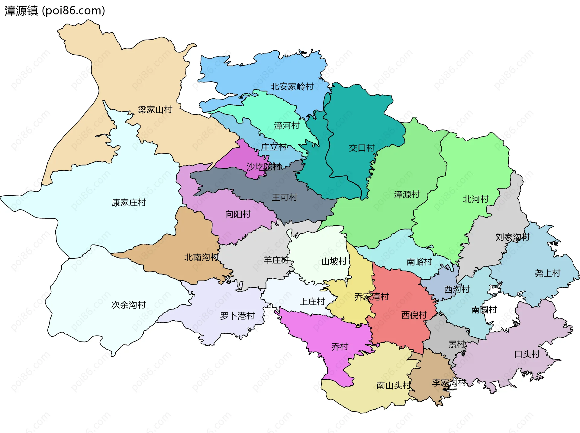 漳源镇边界地图(五级行政区划)