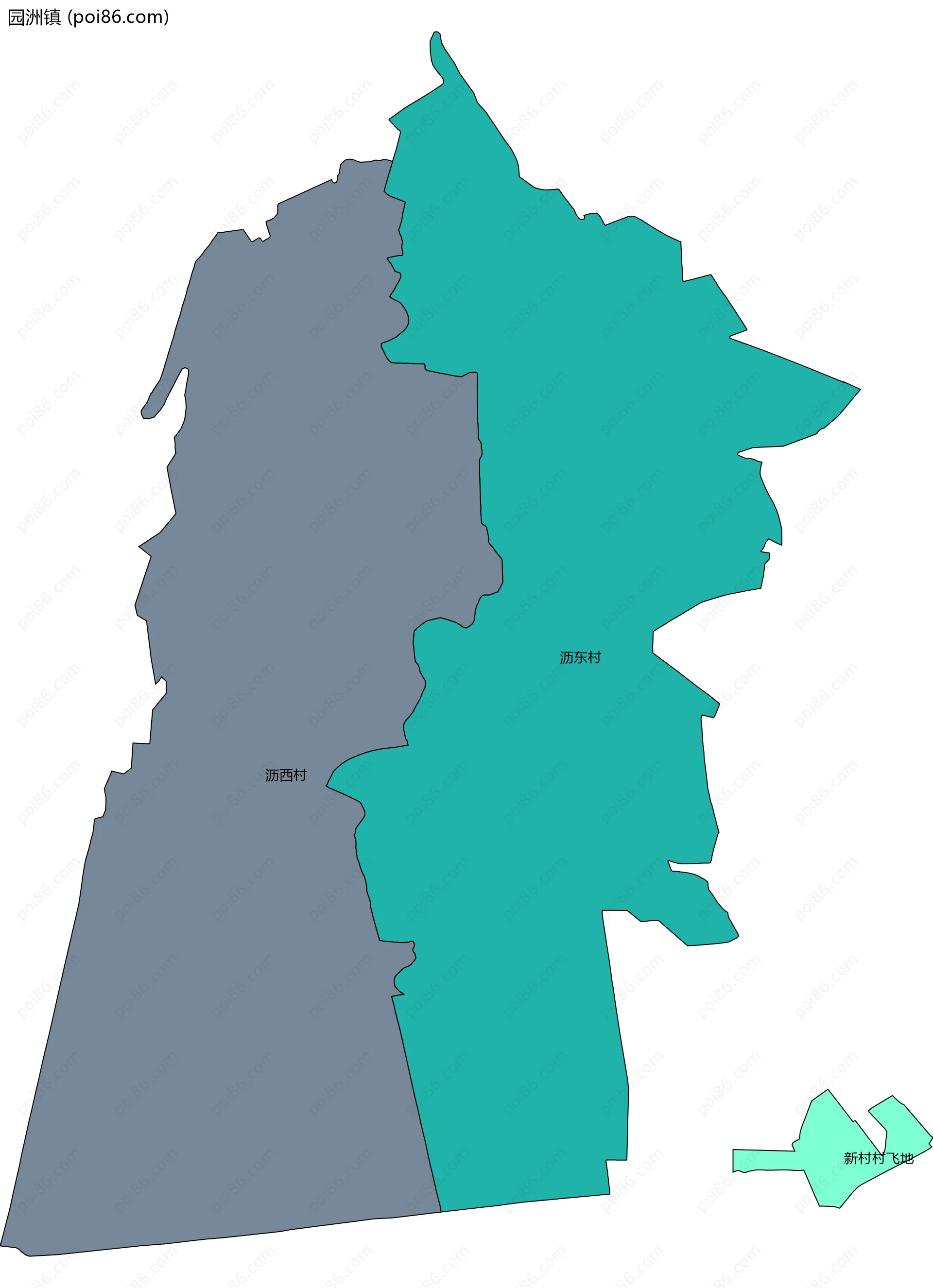 园洲镇边界地图(五级行政区划)