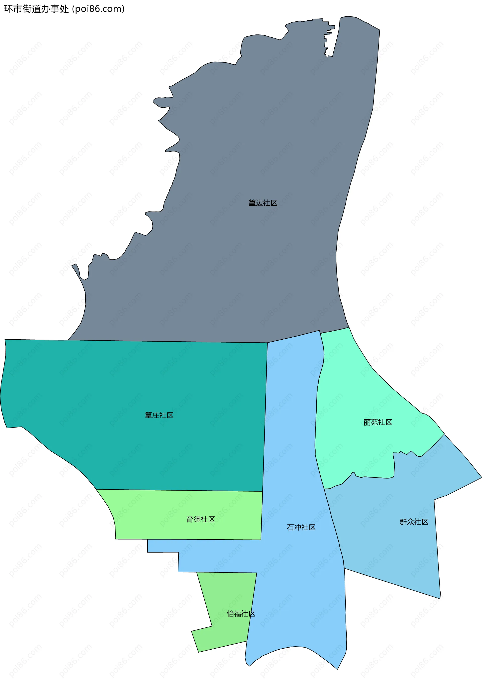 环市街道办事处边界地图(五级行政区划)