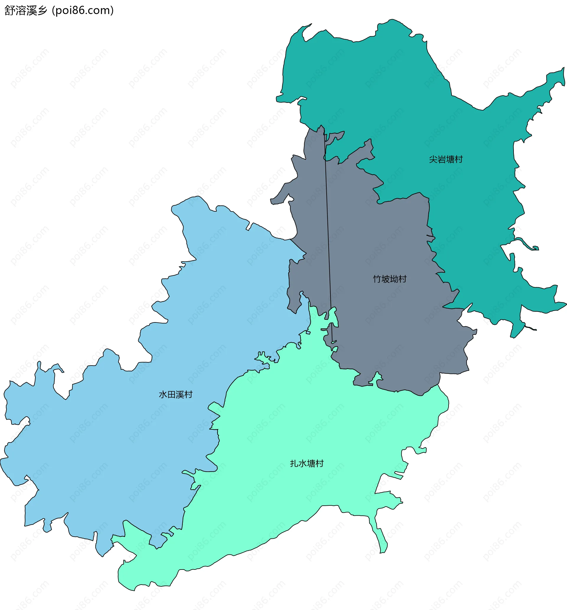 舒溶溪乡边界地图(五级行政区划)