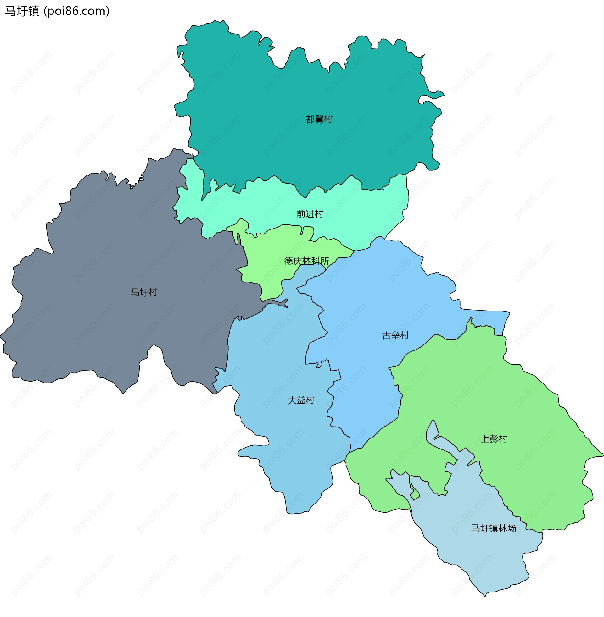 马圩镇边界地图(五级行政区划)