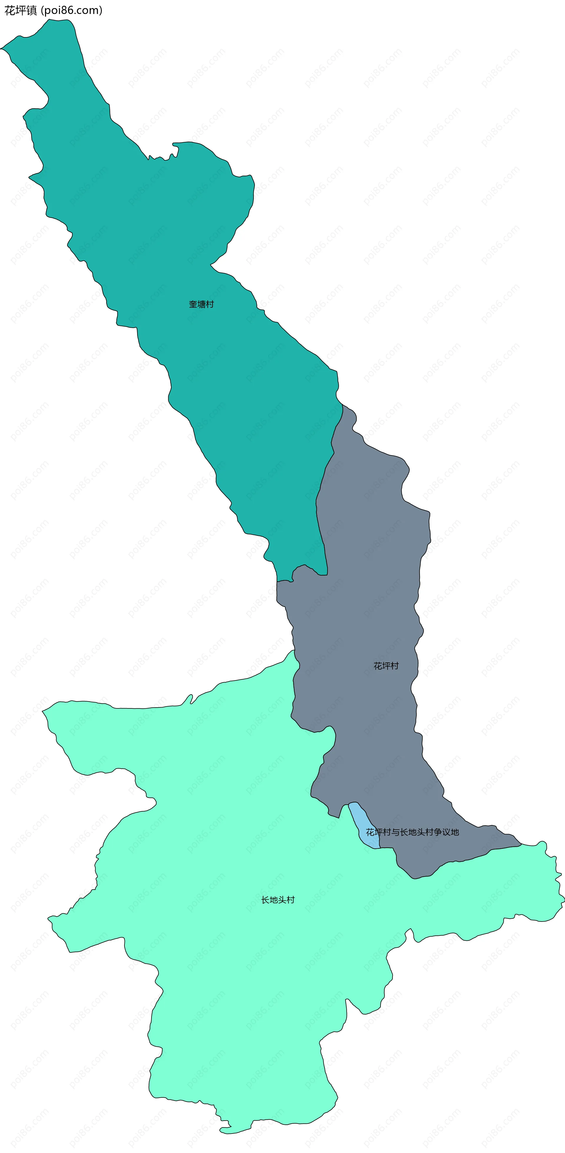 花坪镇边界地图(五级行政区划)