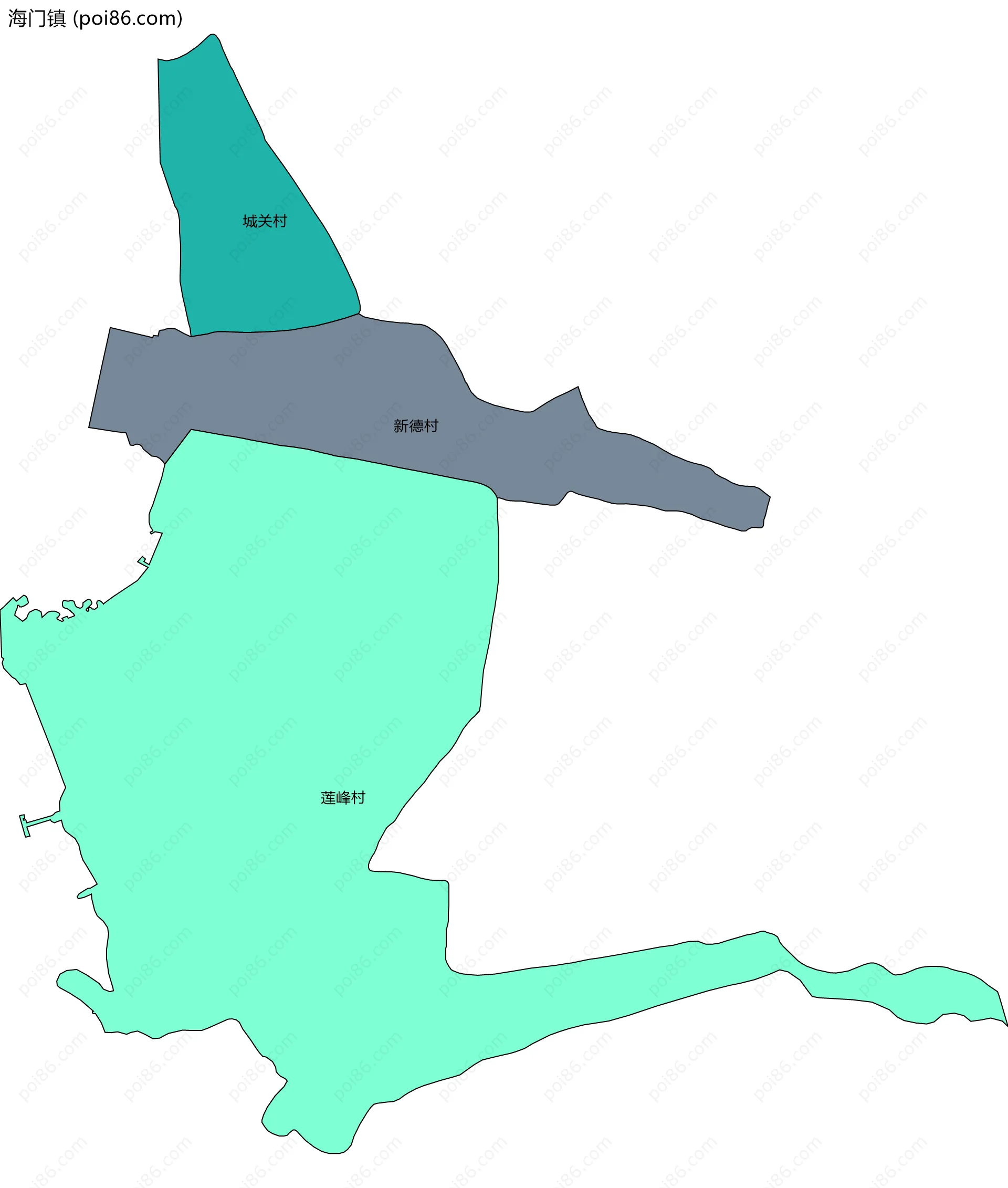 海门镇边界地图(五级行政区划)