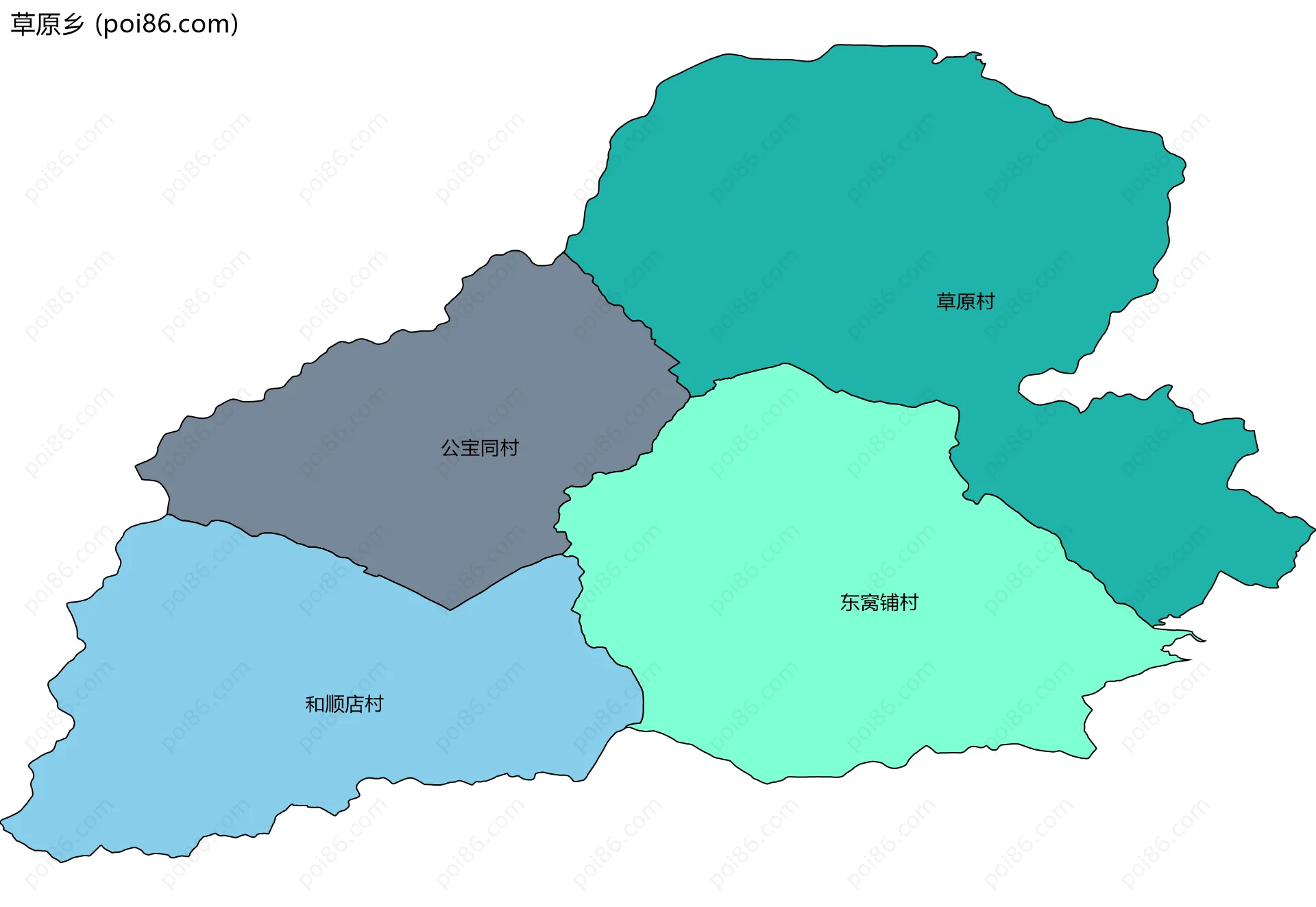 草原乡边界地图(五级行政区划)