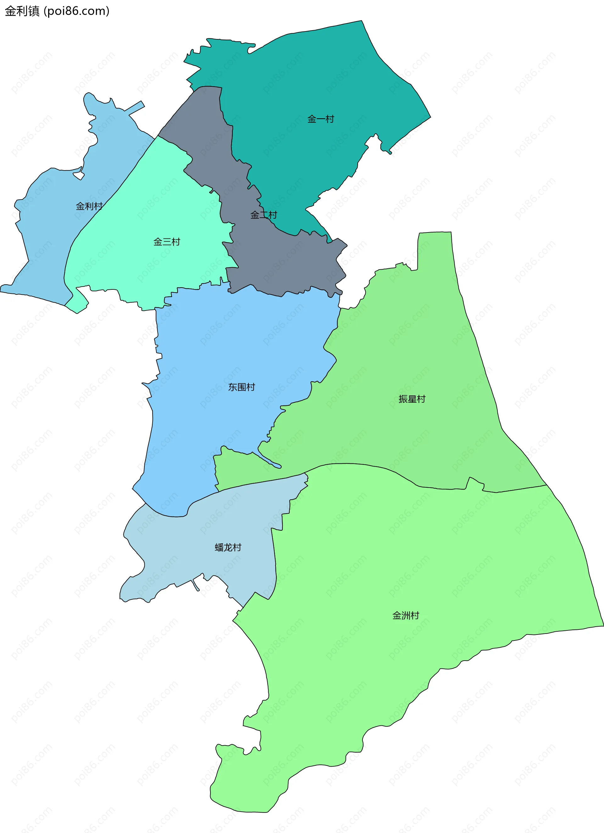 金利镇边界地图(五级行政区划)
