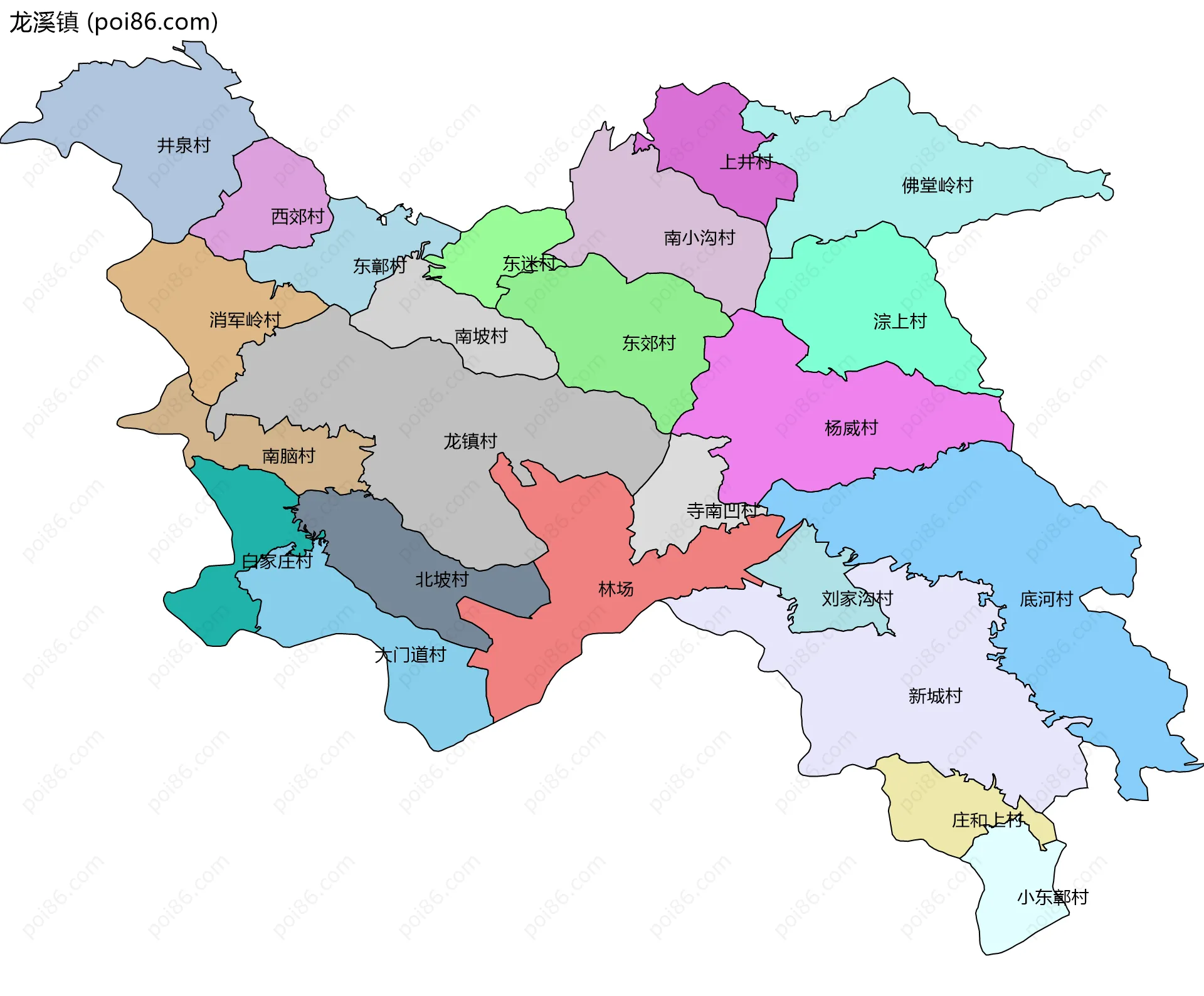 龙溪镇边界地图(五级行政区划)